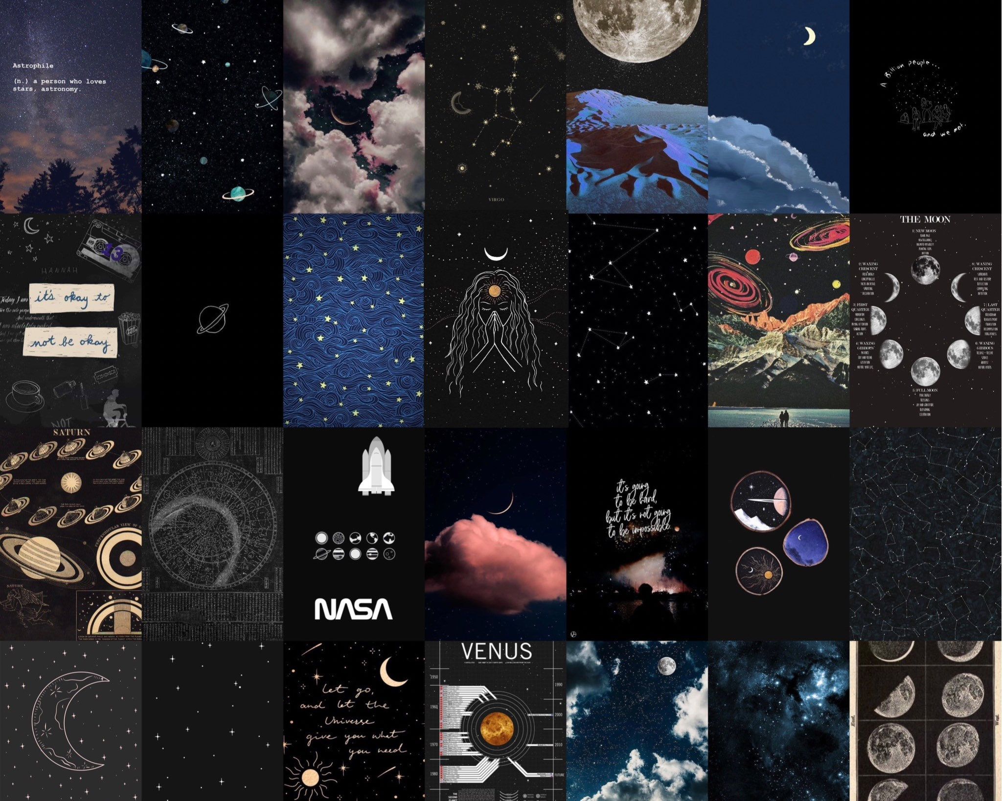 2048x1637 Moonlight Aesthetic Wall Collage Kit