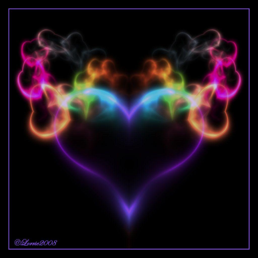 1024x1024 Neon Colored Hearts Wallpaper