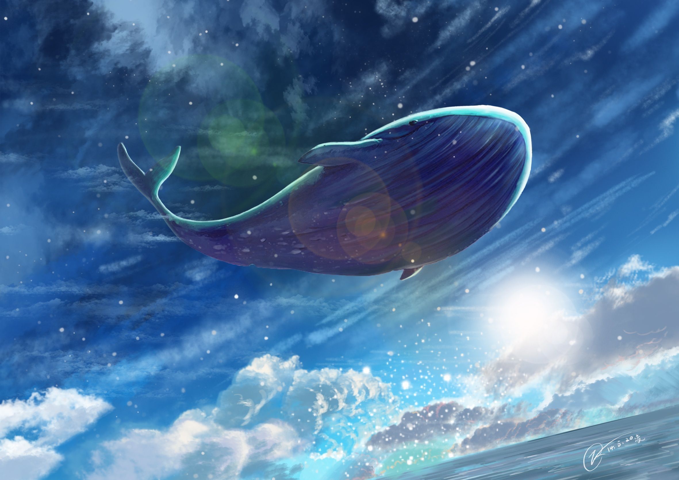 2362x1668 Anime Whale Wallpaper