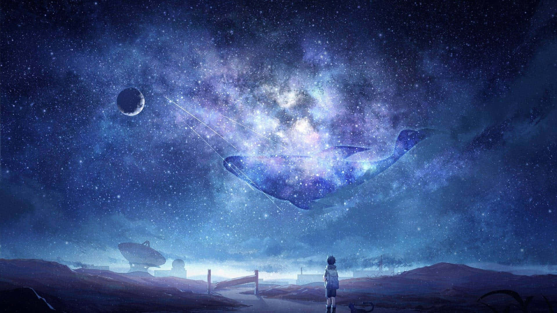 1920x1080 Download Sky With Floating Whale Night Anime Wallpaper