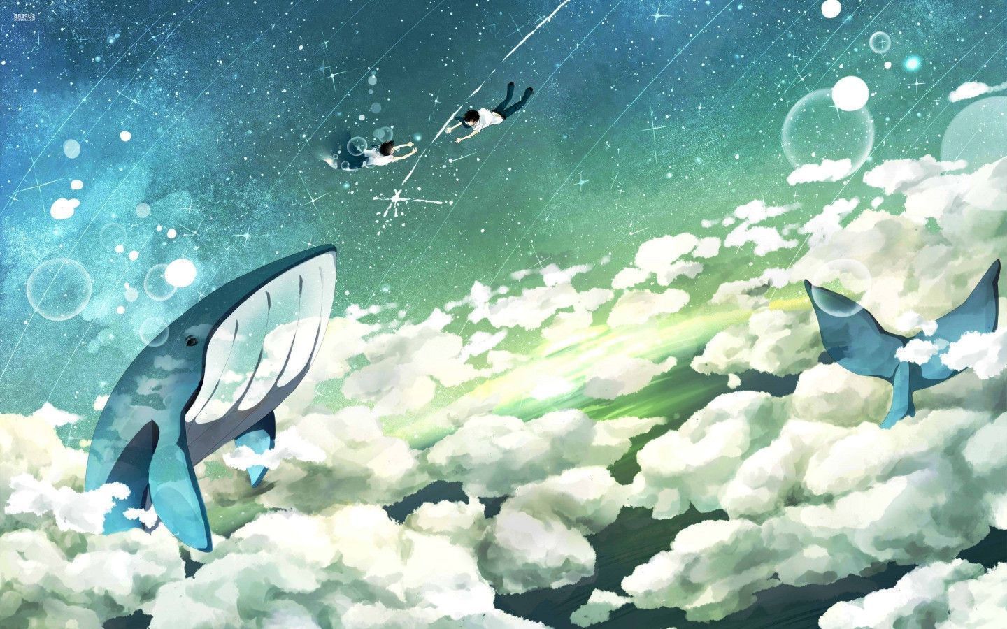 1440x900 Fantasy Whale Background Wallpaper