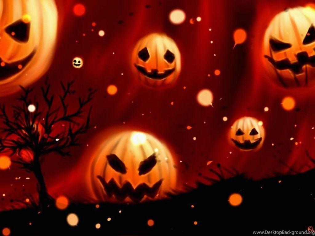 1024x768 Halloween Pumpkins Wallpaper Desktop Background