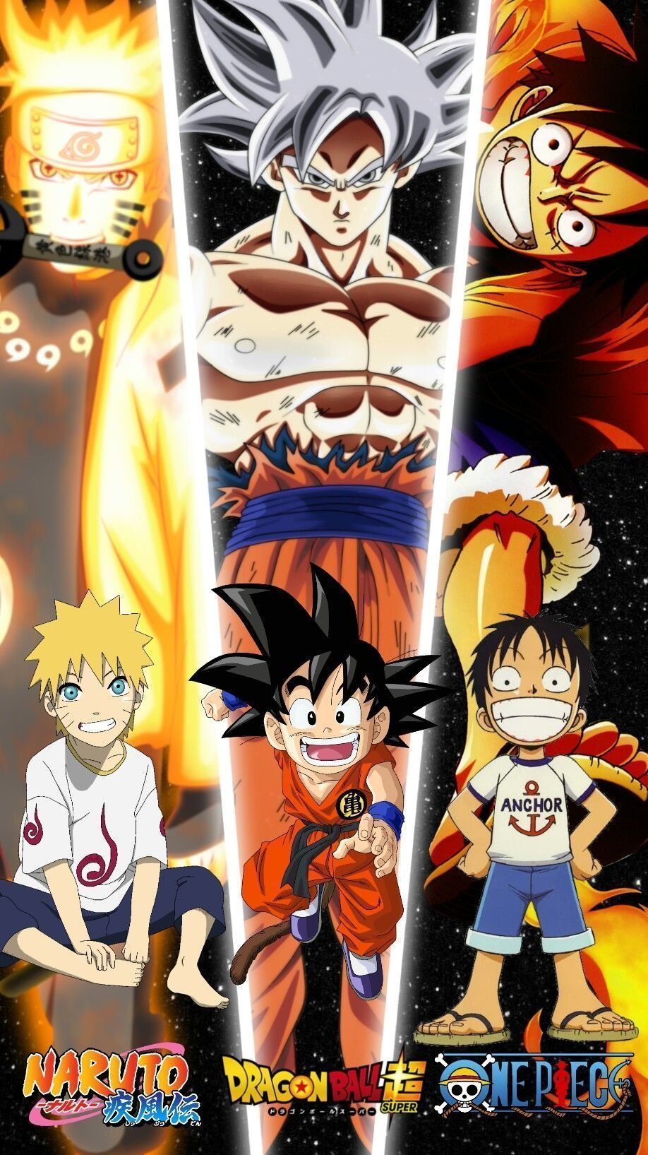 918x1635 Naruto goku and luffy Wallpaper