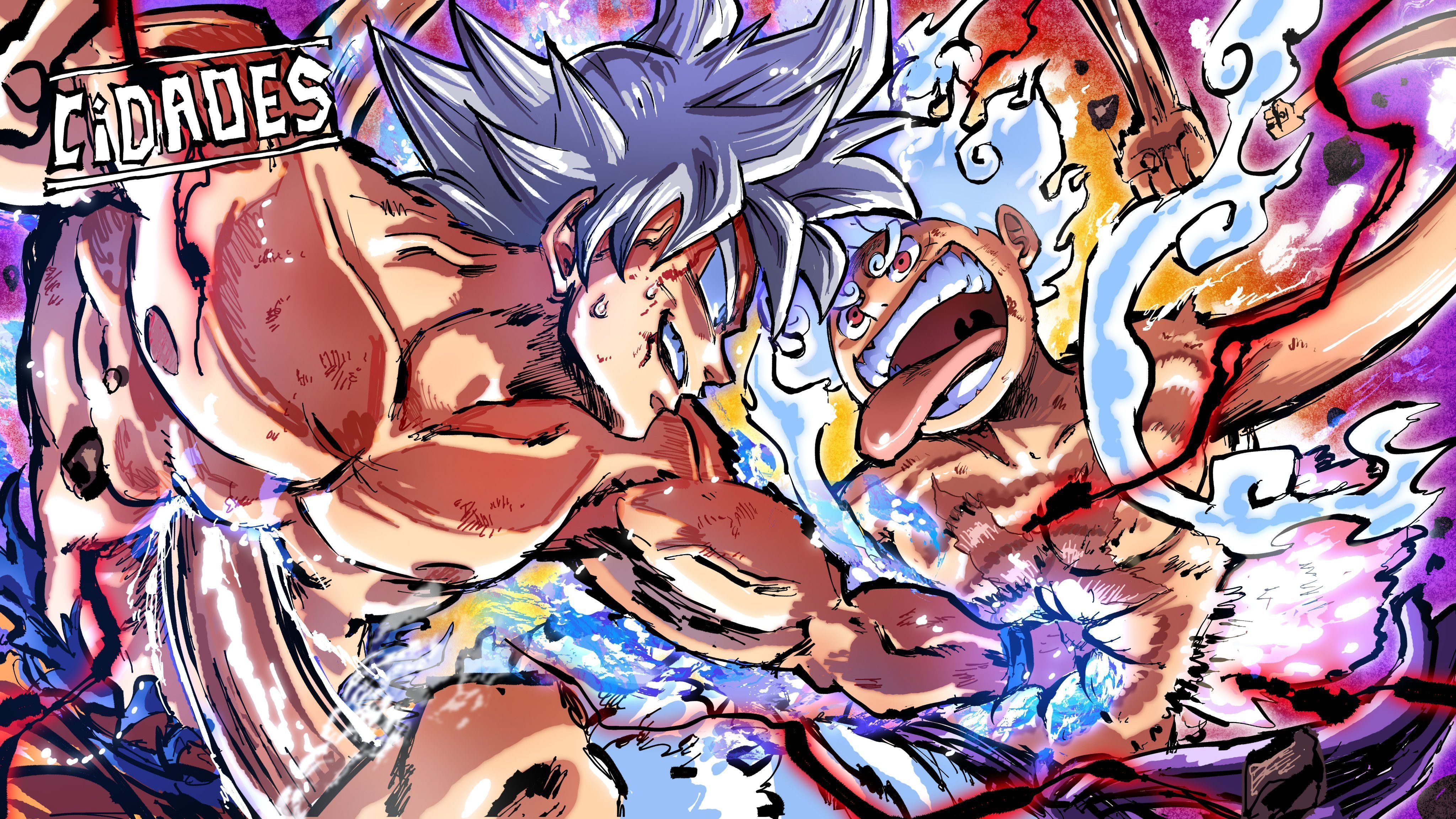 4096x2304 Luffy Gear 5 VS Goku Ultra Instinct