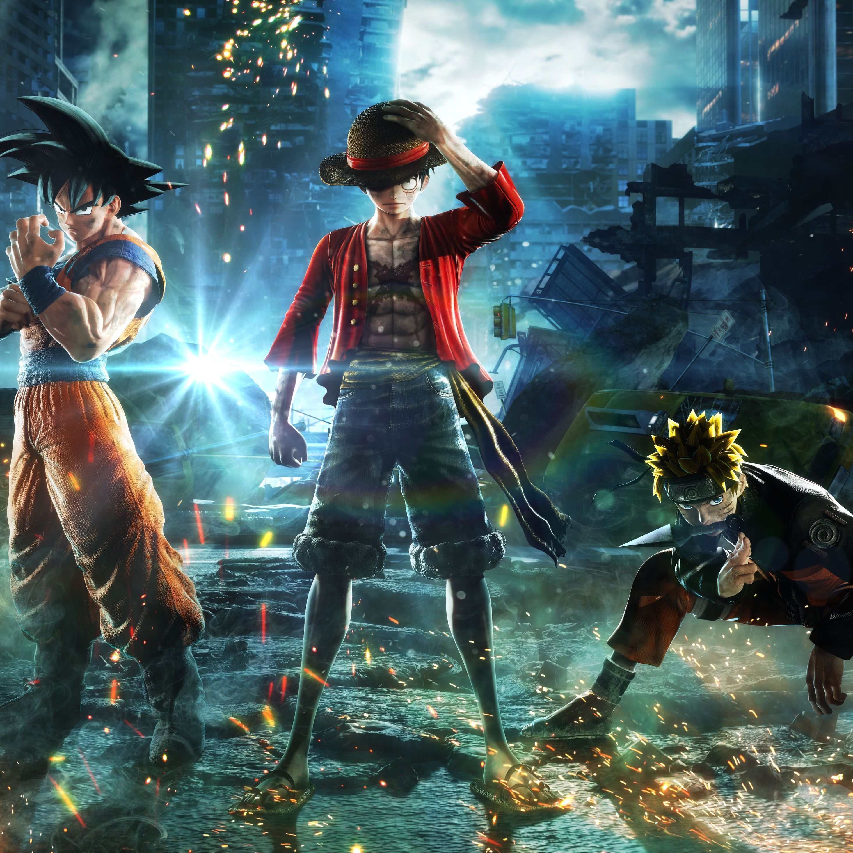 2932x2932 Goku Monkey D Luffy Naruto