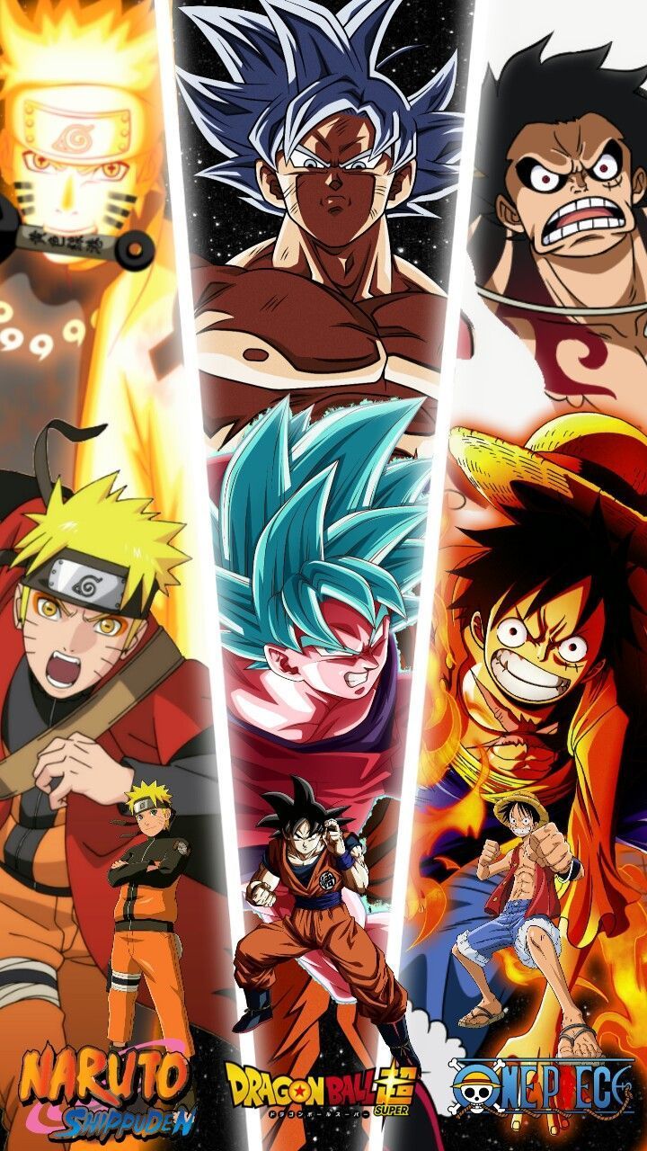 720x1280 Naruto Goku And Luffy Wallpaper
