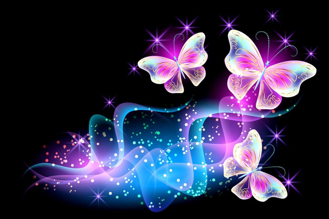 Neon Purple Butterfly Wallpaper
