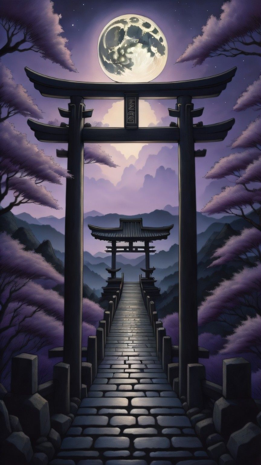 864x1536 Torii torii gate. Anime scenery