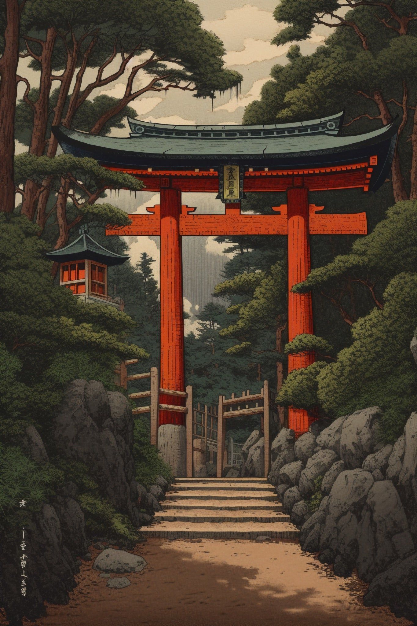 1365x2048 Torii Gate In Forest. Japanese Style