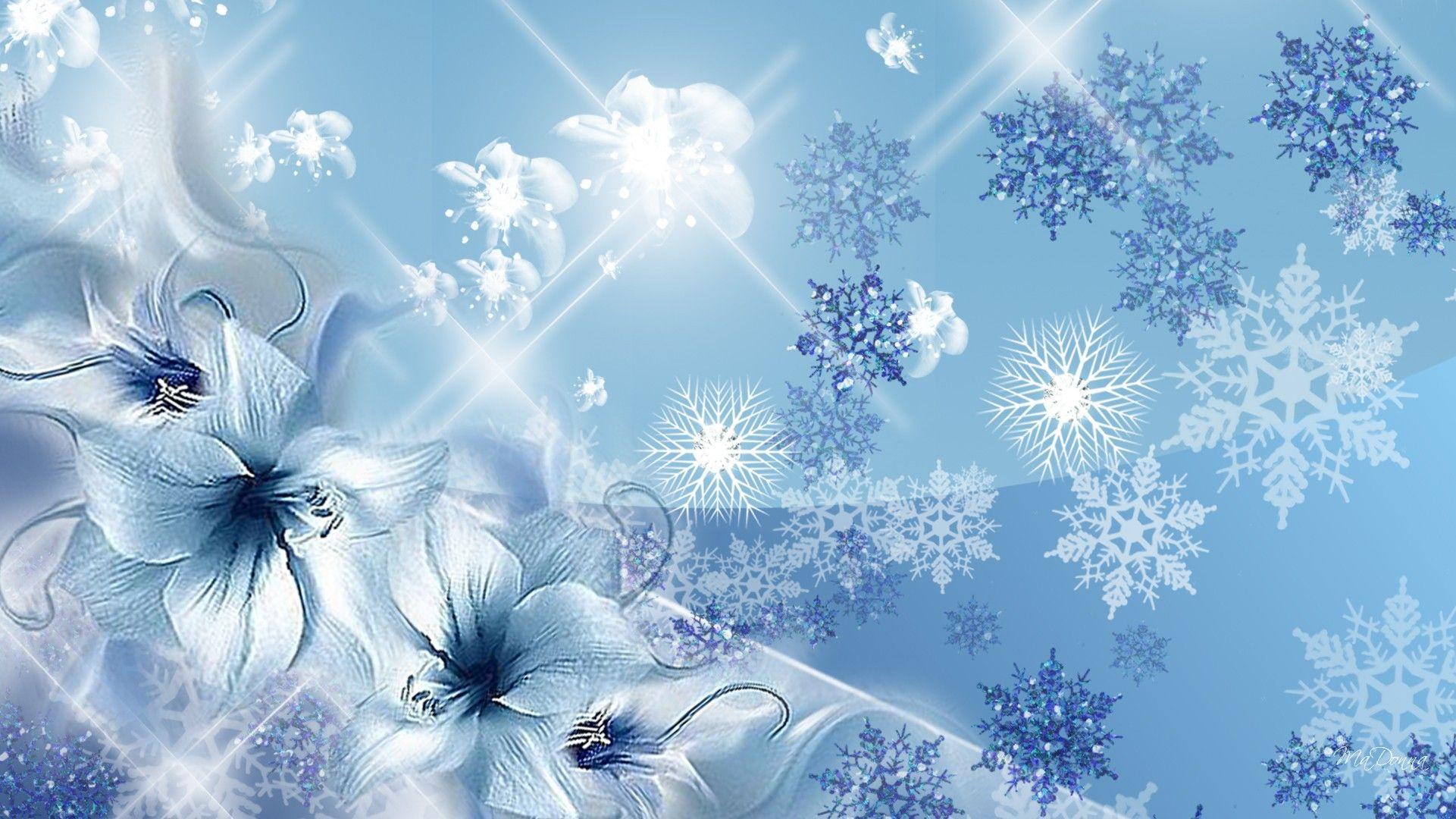 1921x1080 Blue Snowflake Wallpaper HD Download