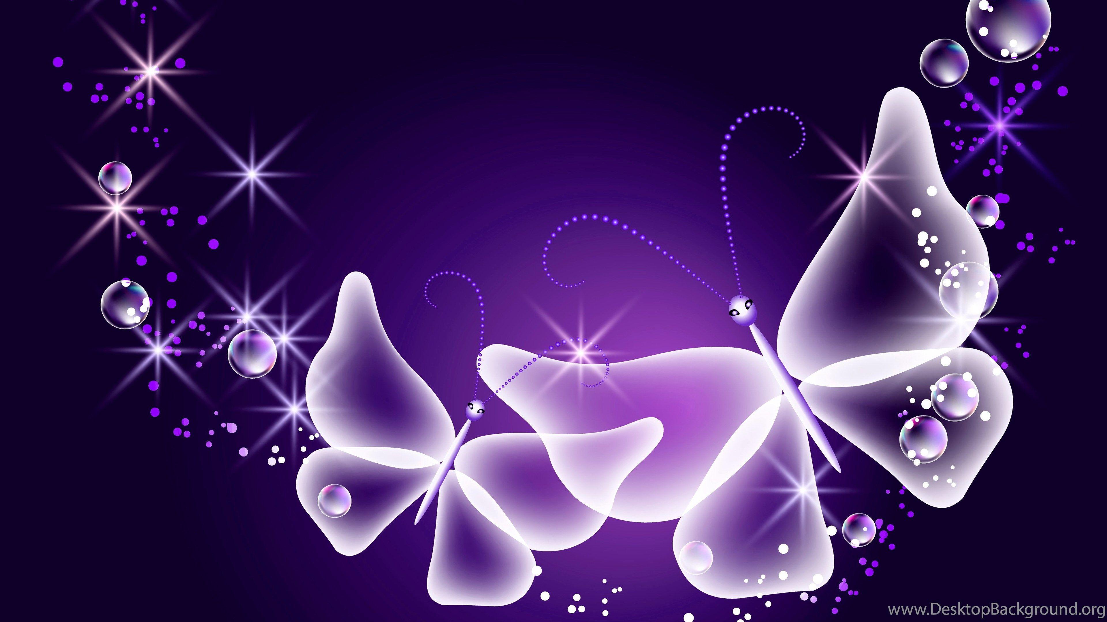 3840x2160 Download Wallpaper Neon, Butterflies, Abstract, Purple