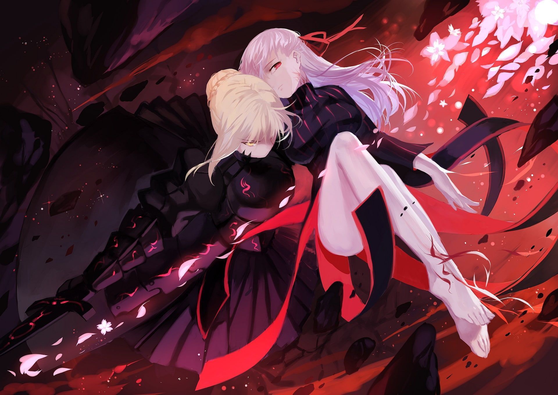 1920x1358 HD wallpaper: Fate, Saber Alter, Sakura