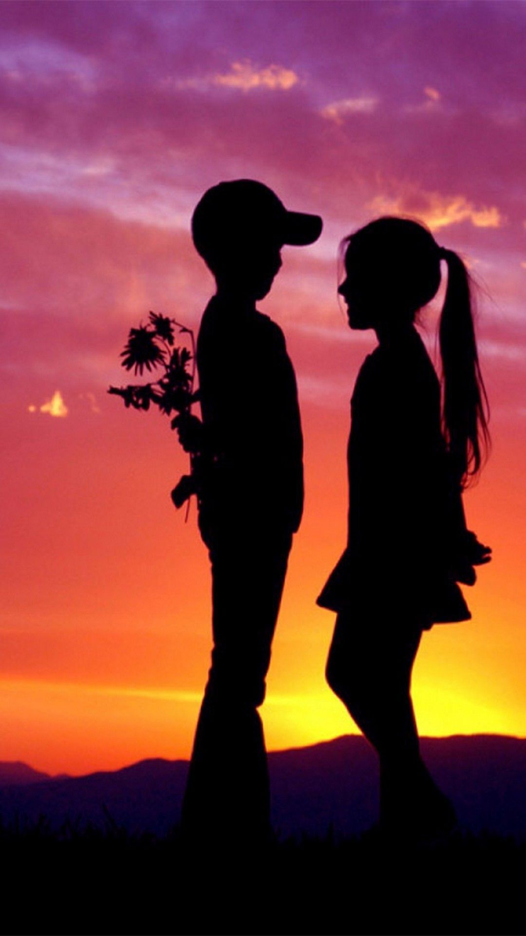 1080x1920 Silhouette boy and girl Wallpaper