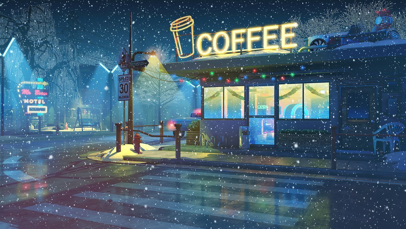 1360x768 Lofi Laptop Wallpaper