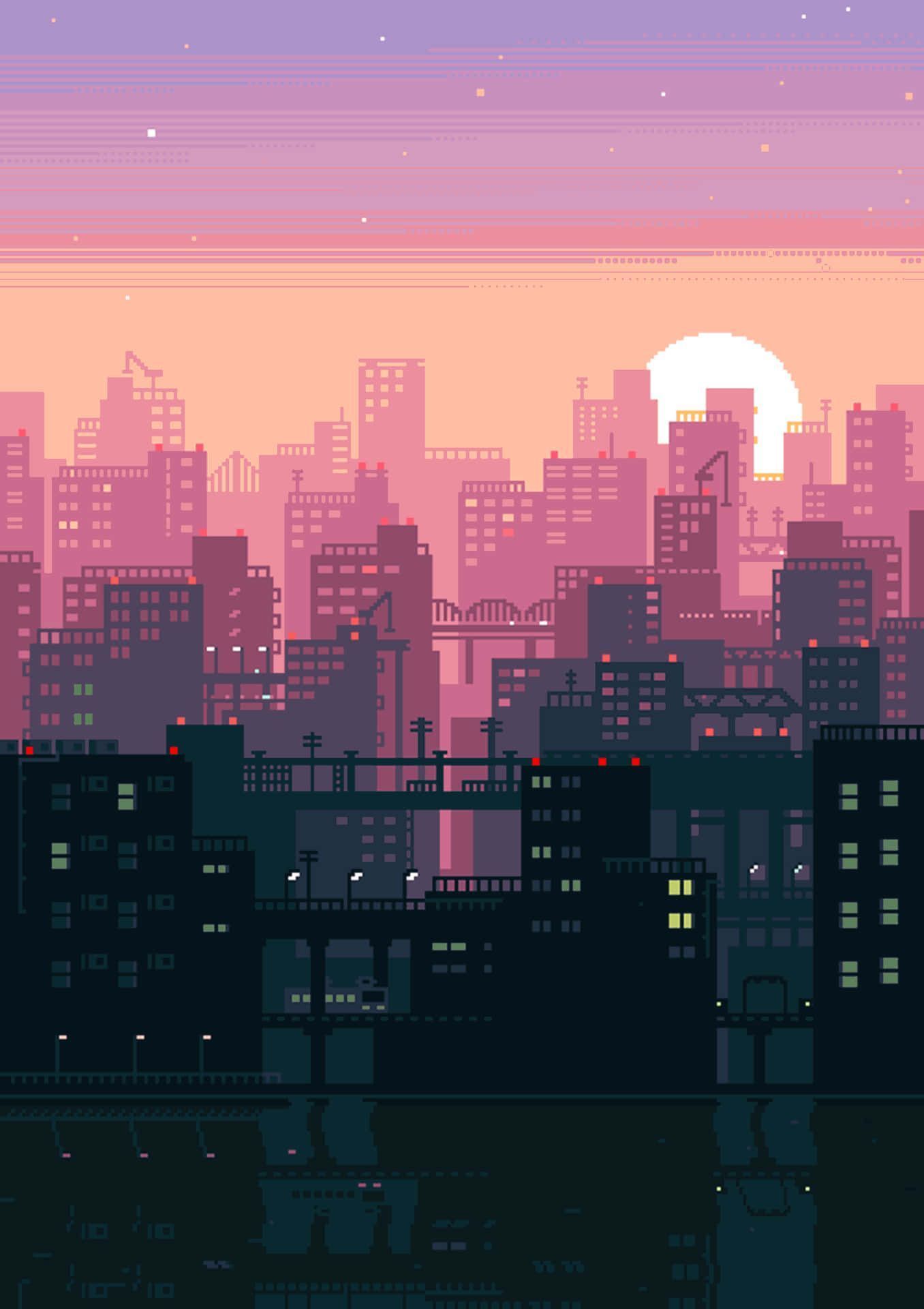 1356x1920 Download free Lo Fi Pixel Art City
