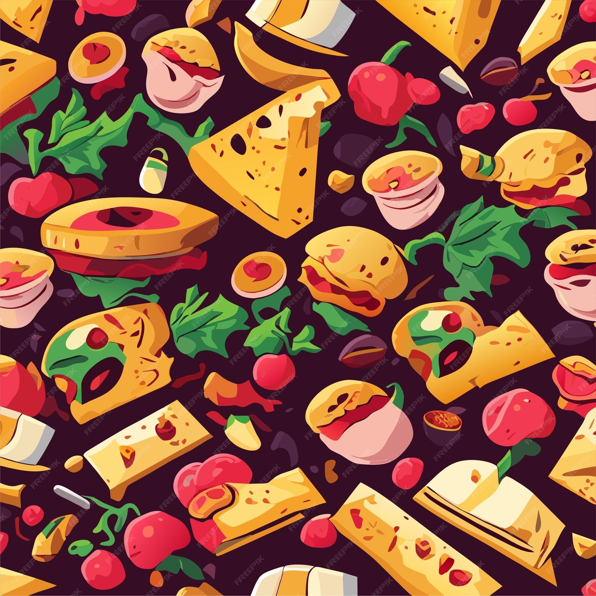 2000x2000 Premium Vector. Junk food seamless