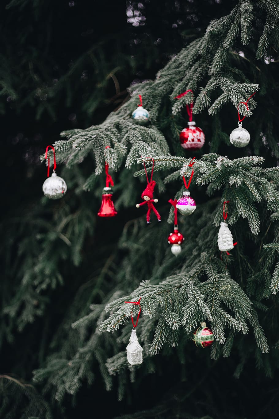910x1365 HD Wallpaper: Old Fashioned Christmas Tree Ornaments, Vintage, Retro, Winter