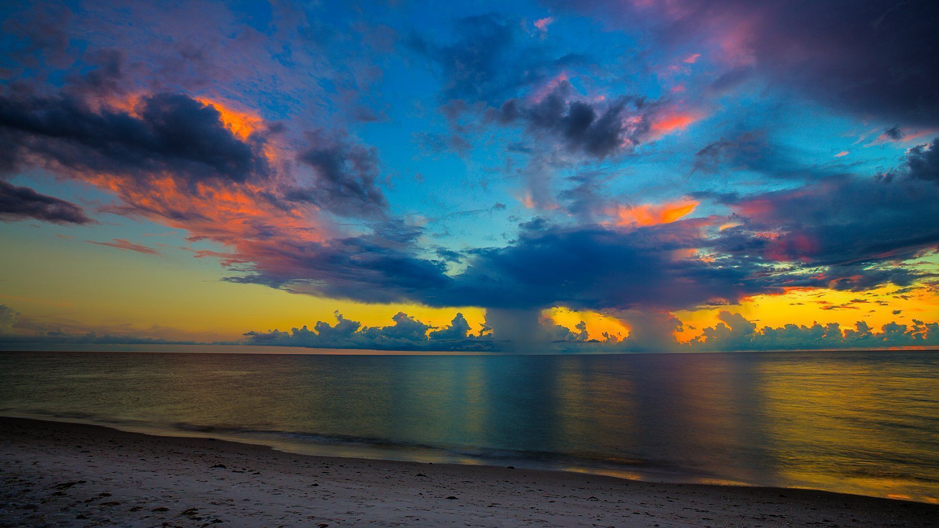 1920x1080 Golden Horizon: A Stunning Florida Sunset HD Wallpaper