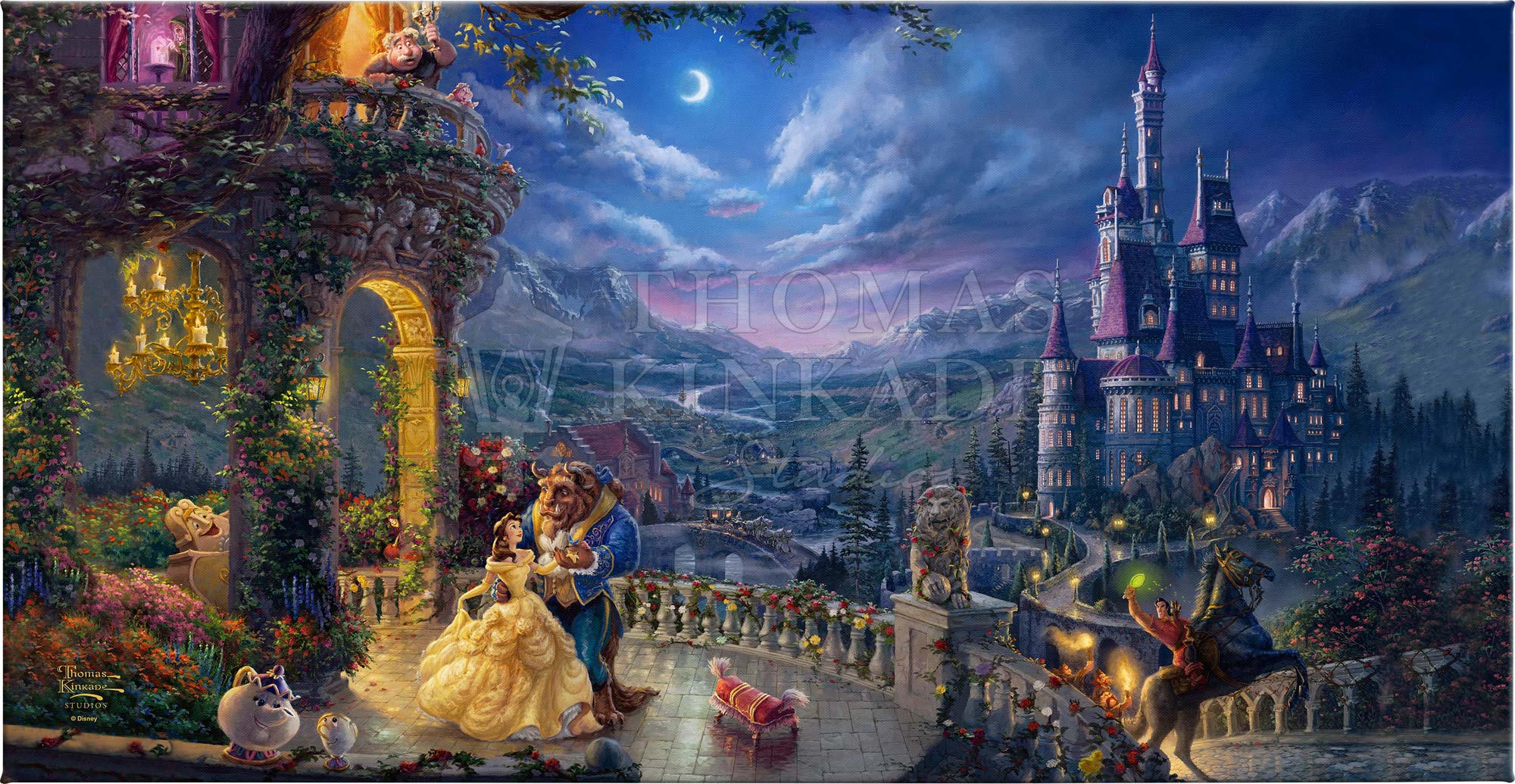 2000x1035 Thomas Kinkade Studios Beauty and The Beast Dancing in The Moonlight x 31 Gallery Wrapped Canvas