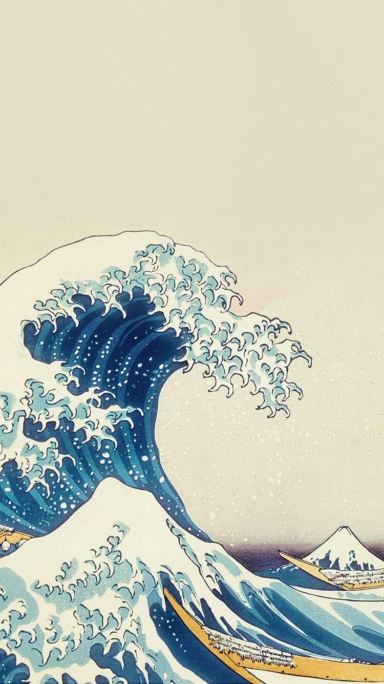 750x1334 Wave Art Hokusai Japanese Paint Illust Classic. Wave Art