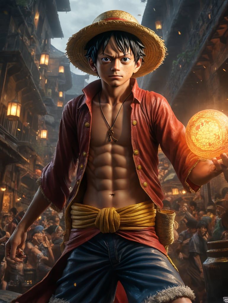 771x1024 one piece luffy young with morning light
