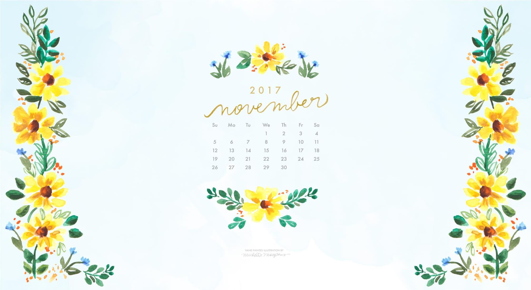 2016x1100 Fall Watercolor Wallpaper