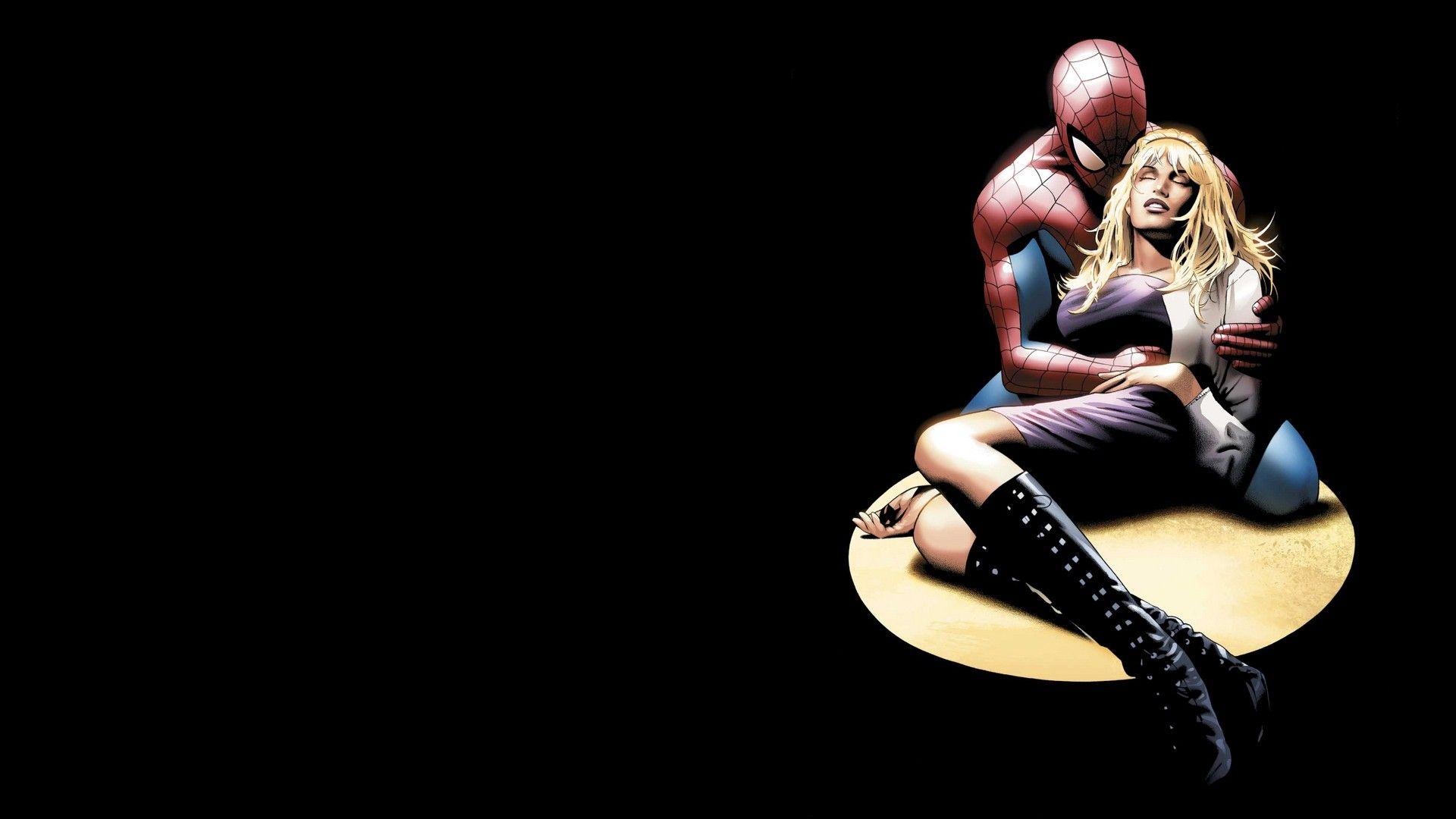 1920x1080 Spider Man, Artwork, Marvel Comics, Gwen Stacy, Black Background