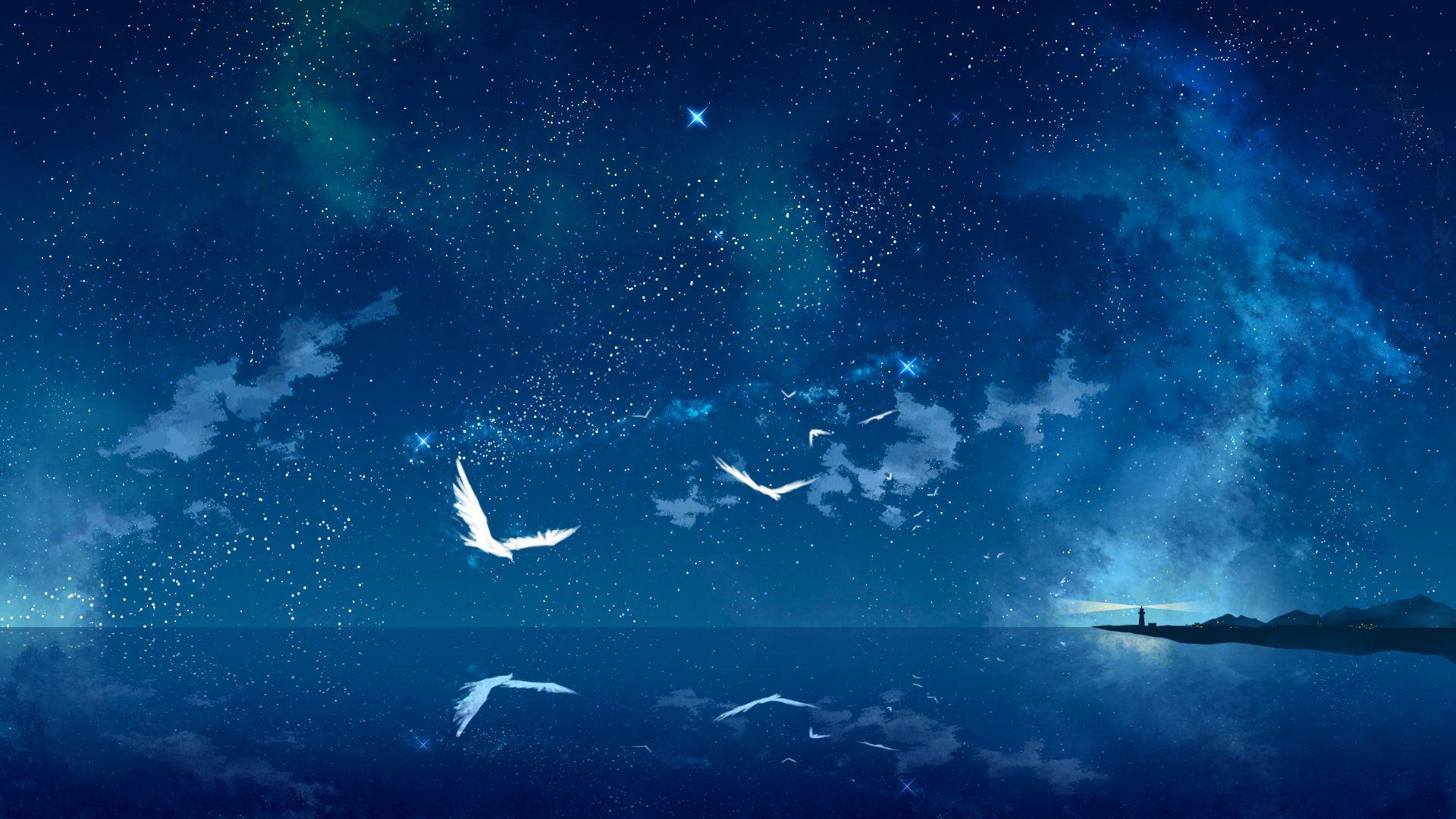 Hướng dẫn cách Background anime night sky Đơn giản, cực dễ