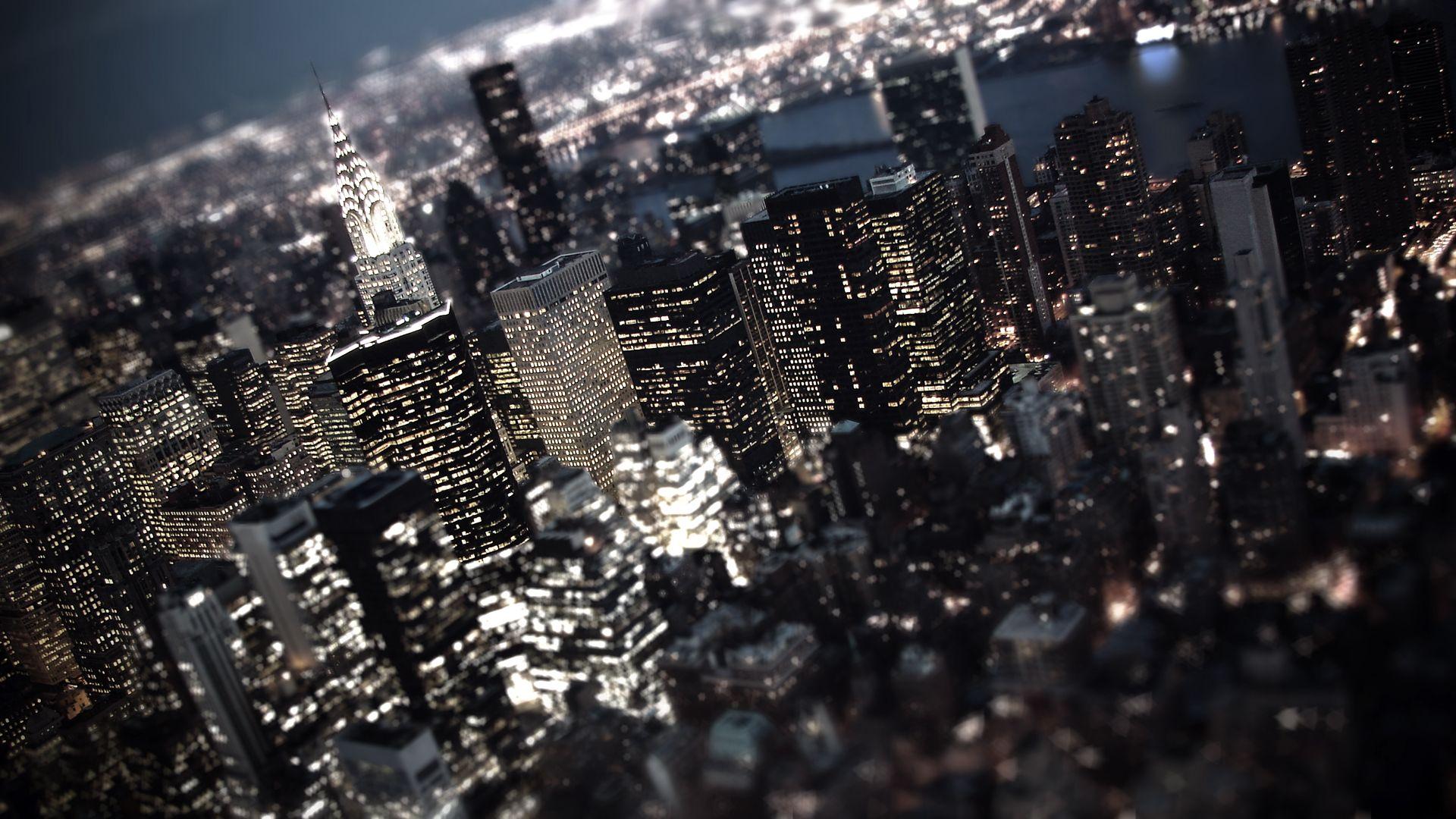 1920x1080 Tilt Shift New York City Night Lights Desktop Wallpaper