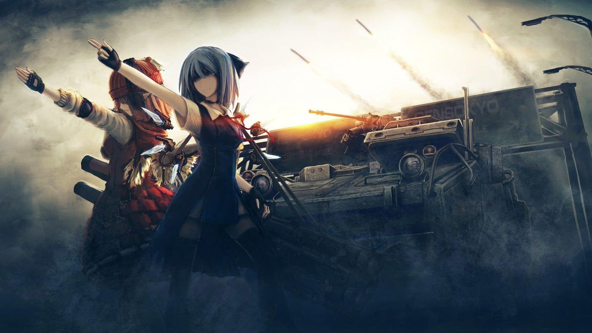 1920x1080 Anime girls, anime, tank, artwork HD wallpaper