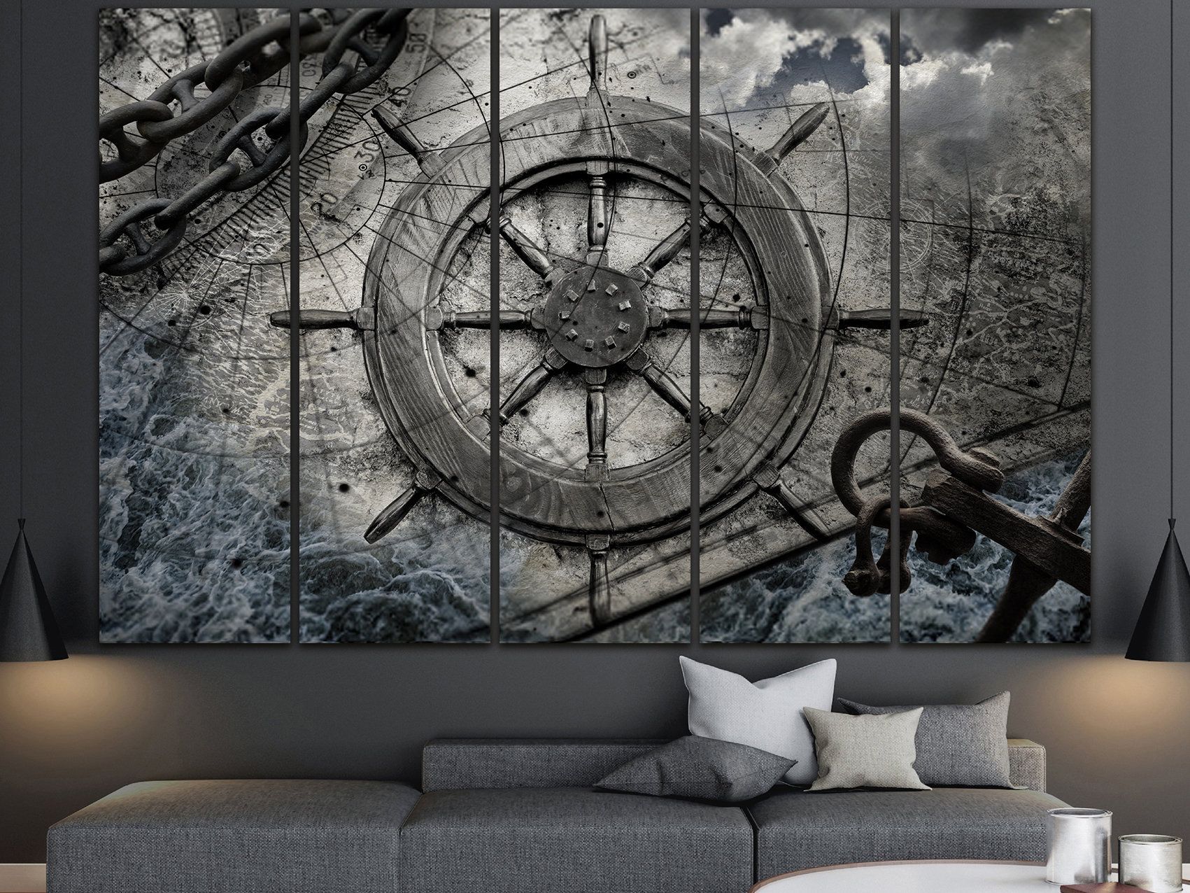 1701x1276 Ship Wheel Canvas Steering Wheel Decor
