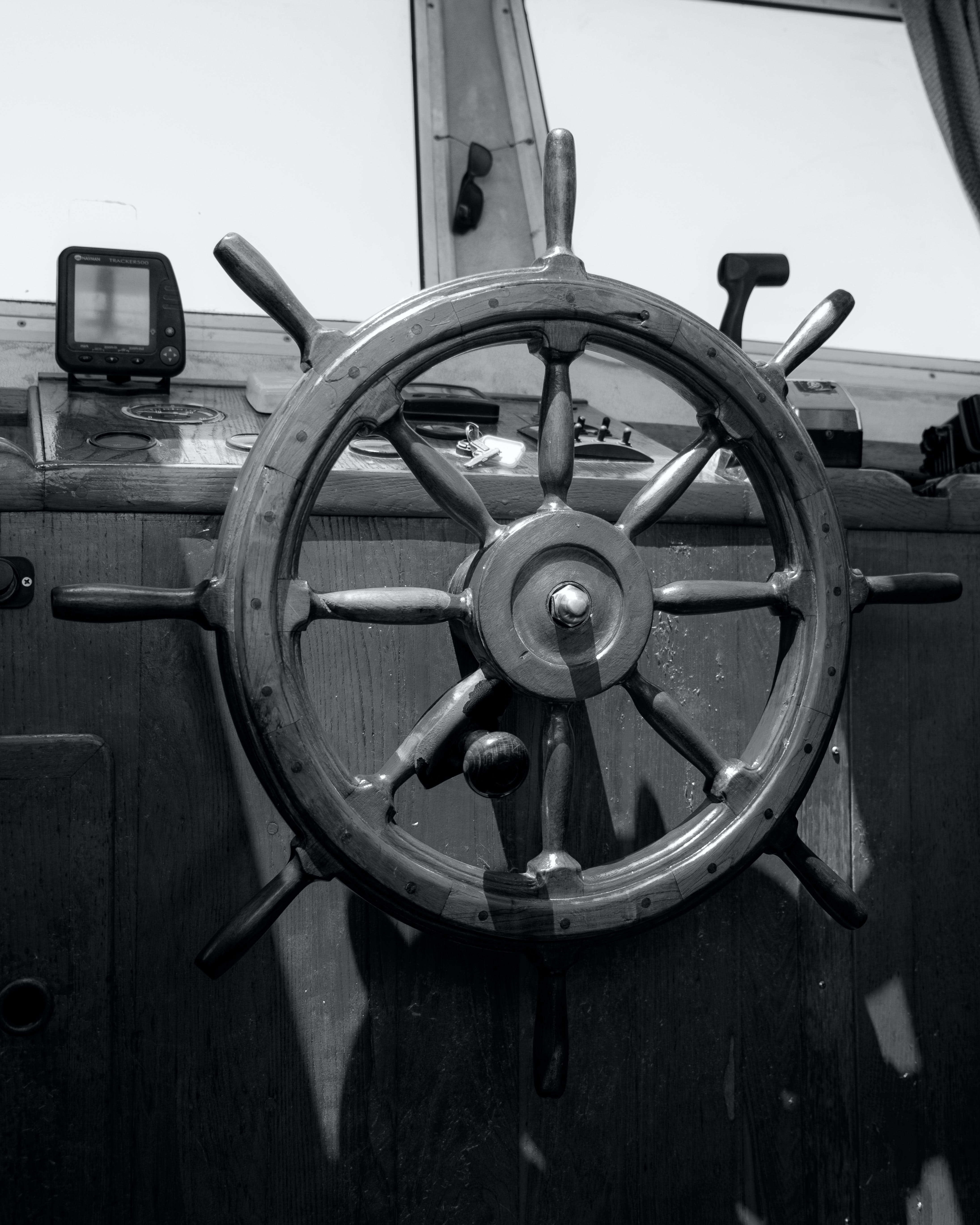 4382x5477 Wooden Boat Steering Wheel