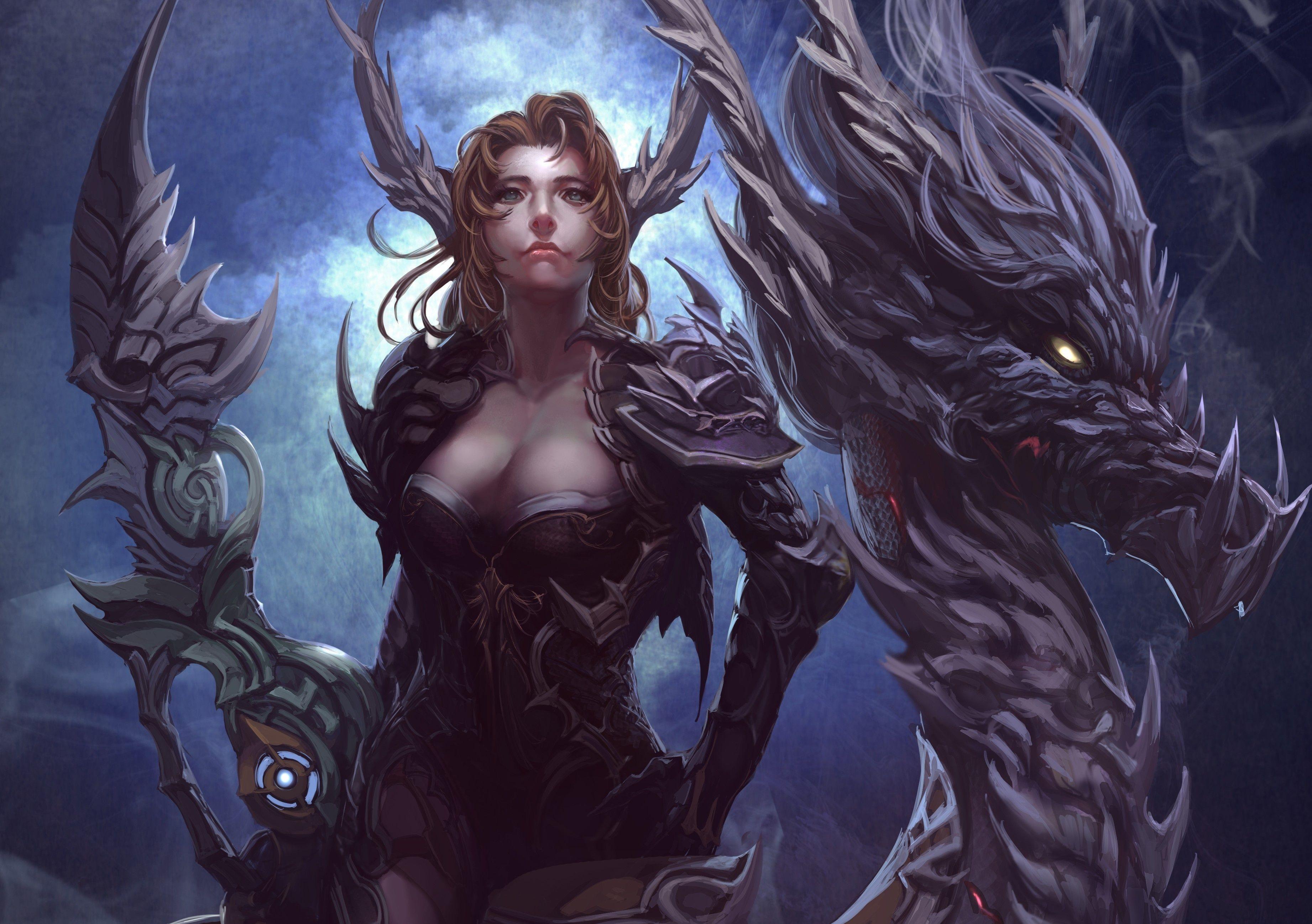 3685x2595 Dragon Girl
