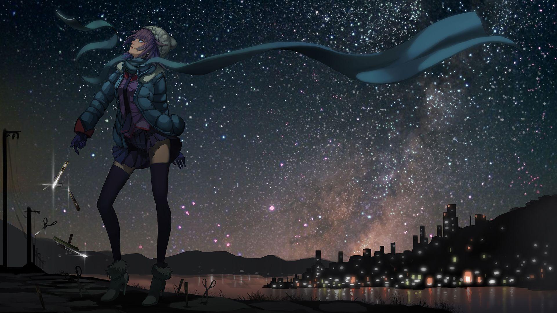 1921x1080 Hình nền Anime cô gái, Anime, Sao, đêm, Dòng monogatari https://wallpaperaccess.com/full/121305.jpg