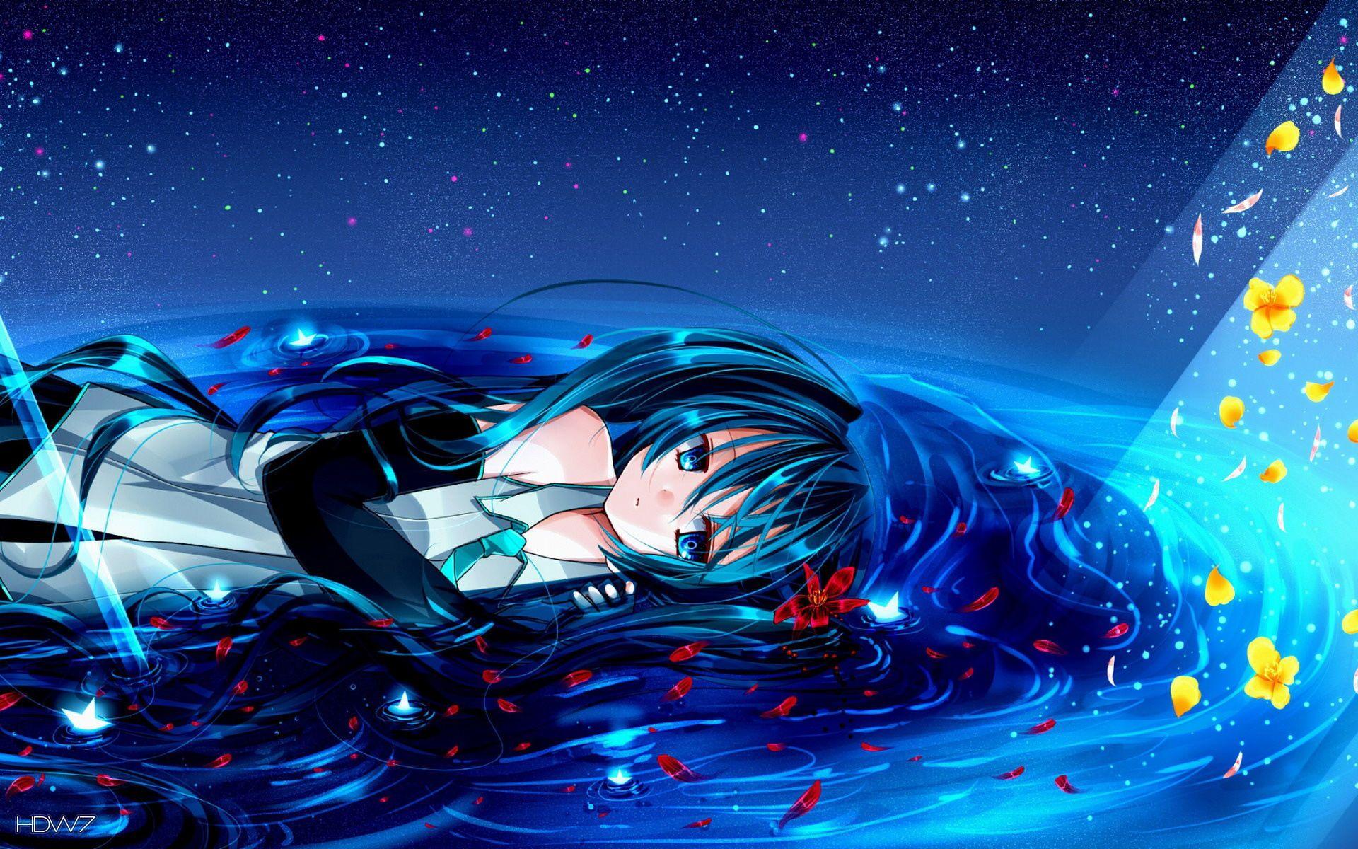 1920x1200 anime girl với mái tóc mờ dưới hình nền các vì sao.  Hình nền HD https://wallpaperaccess.com/full/121320.jpg