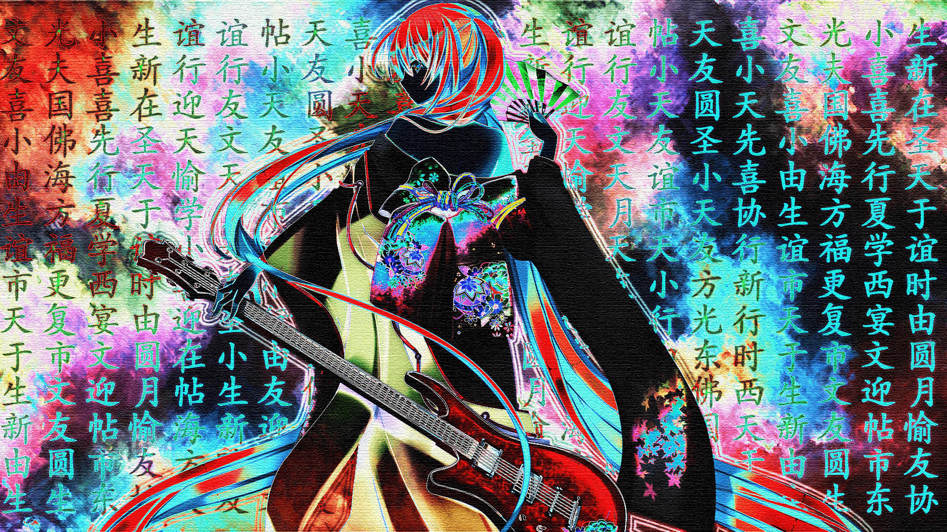 1920x1080 Vocaloid Neon Brushed HD Wallpaper. Background Image