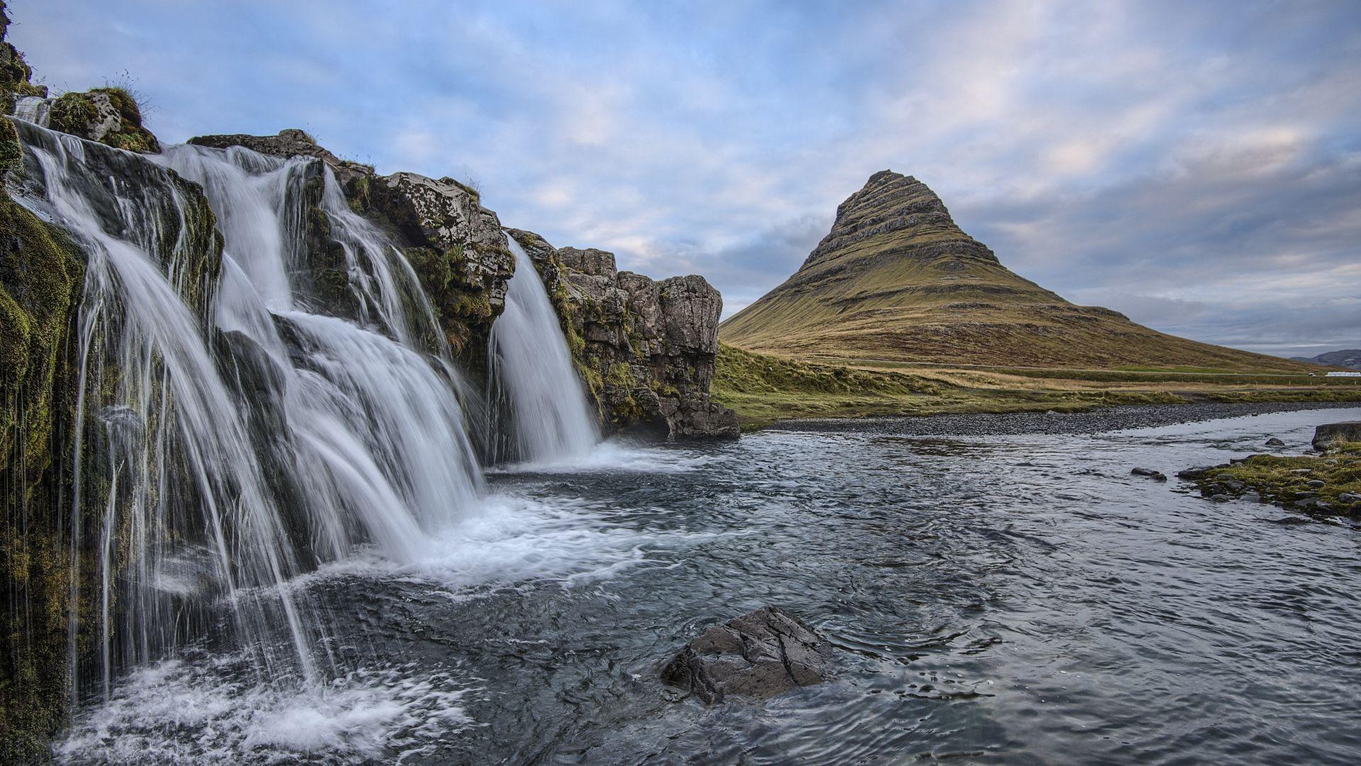 1920x1080 HD Wallpaper waterfall rock new zealand .