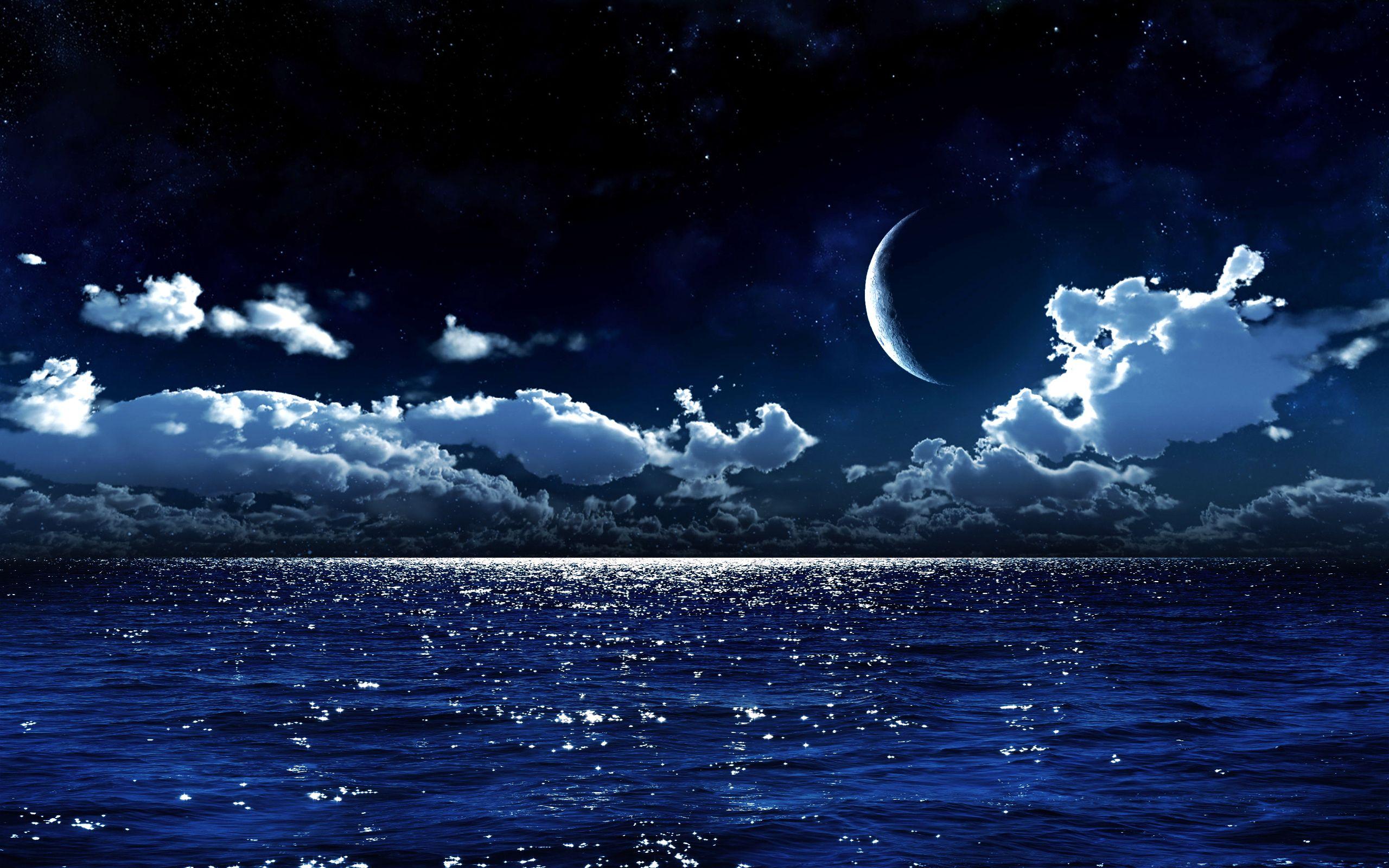 Wallpaper Sea 5k 4k Wallpaper Ocean Night Moon Clouds - vrogue.co