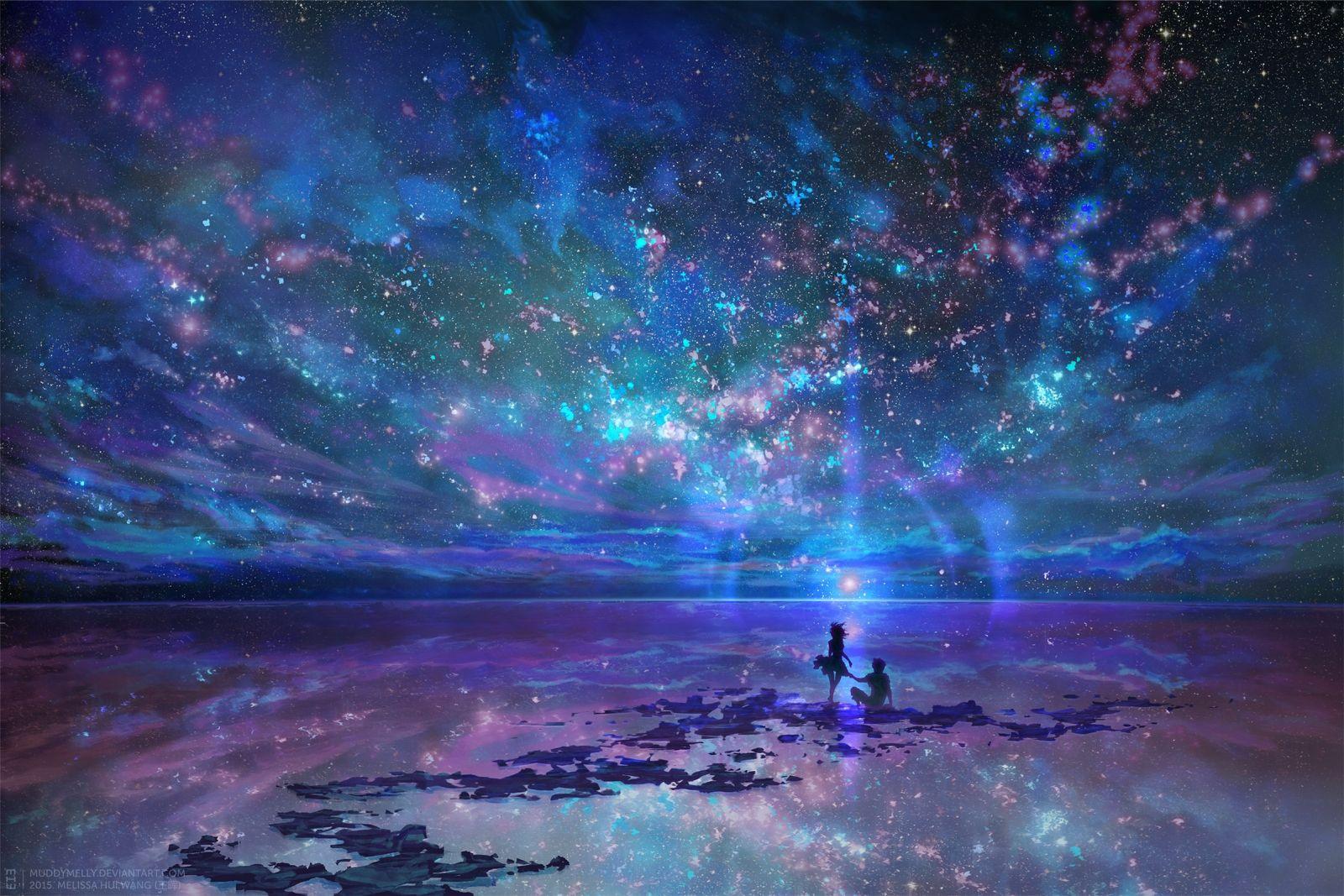 Tổng hợp 75+ về bầu trời đêm anime hình nền galaxy mới nhất -  cdgdbentre.edu.vn