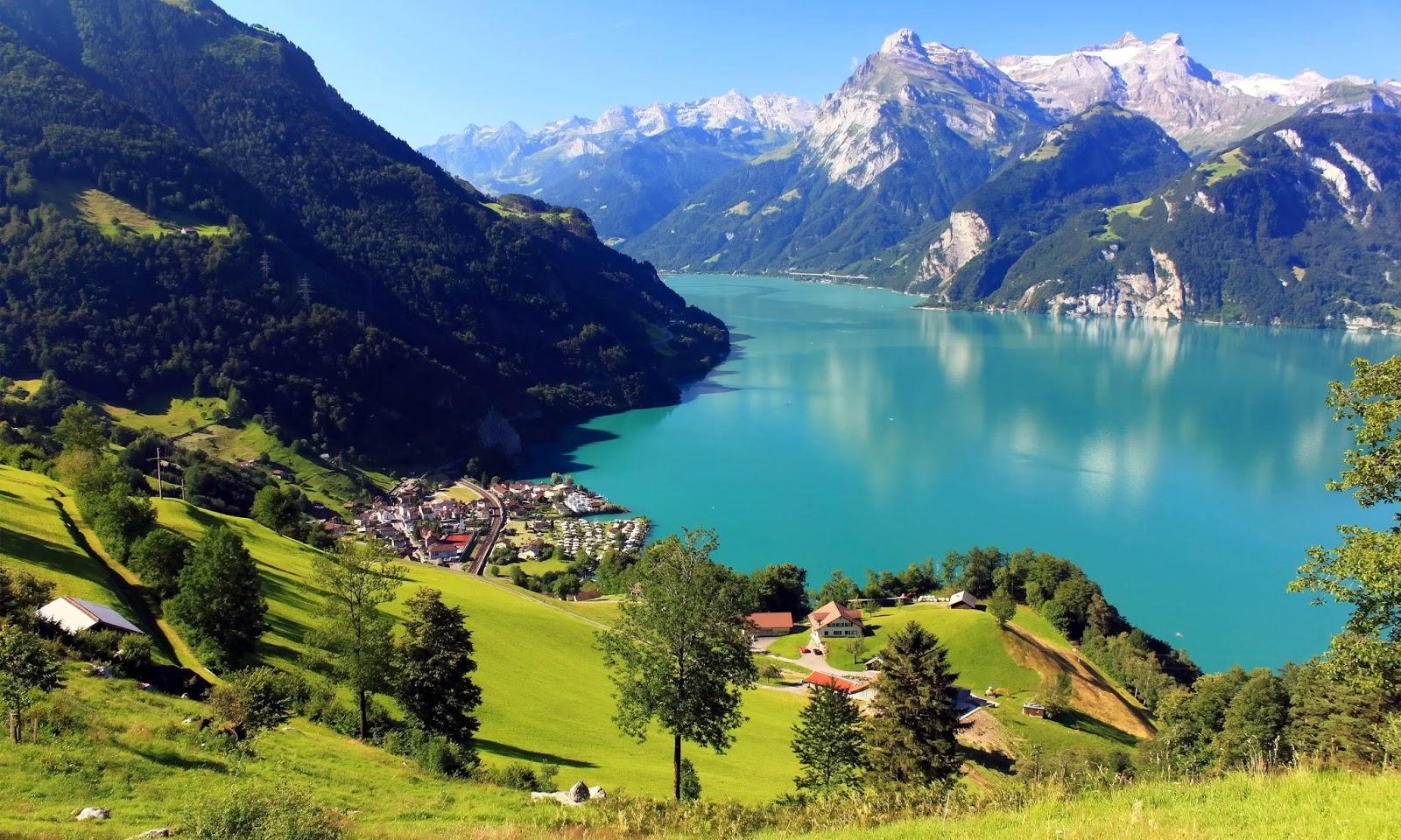 1600x960 Swiss Lake Wallpaper