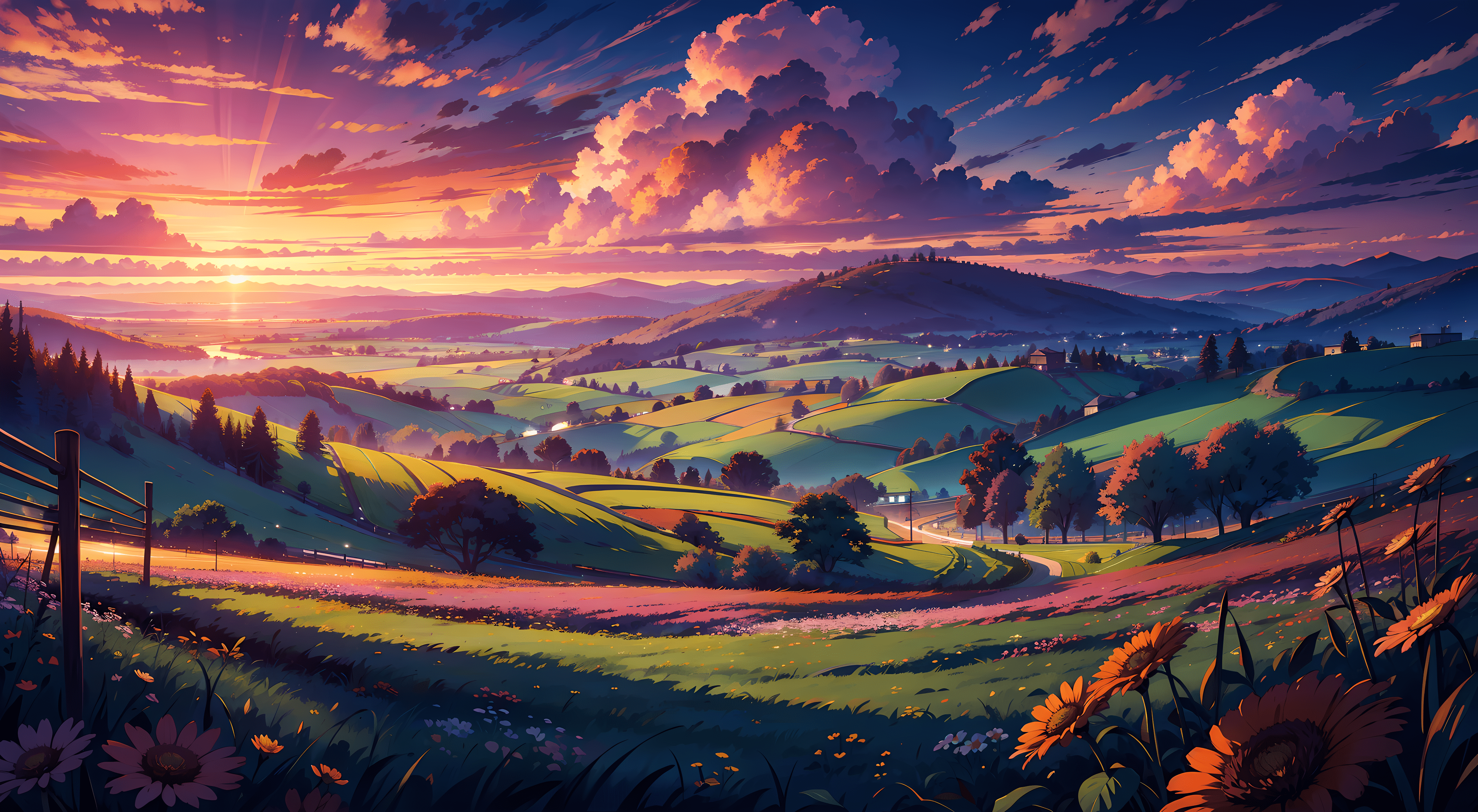 4096x2251 Anime Landscape 4k Ultra HD Wallpaper