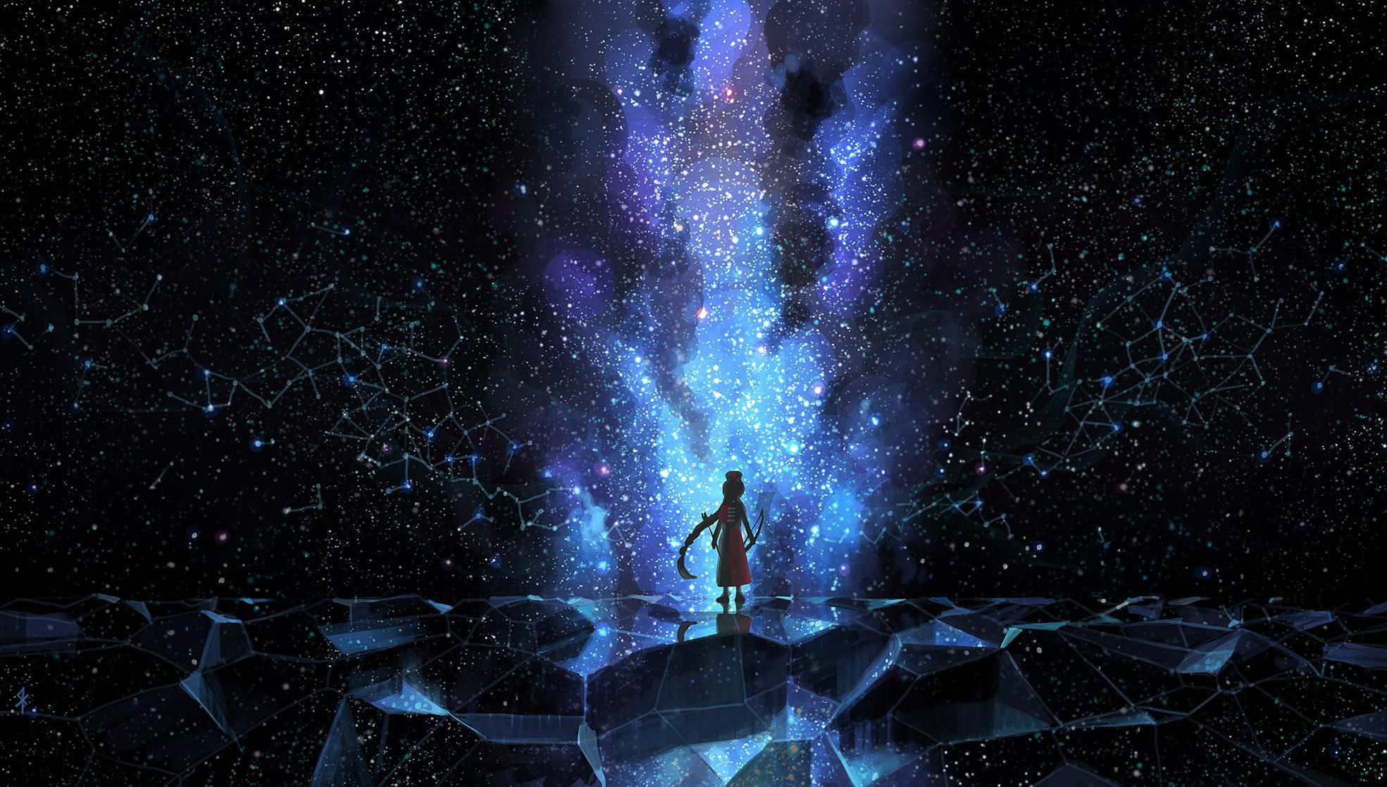 1969x1117 HD Touhou Night Scenic Seeker Sky Space Stars Yagokoro Eirin HD https://wallpaperaccess.com/full/121404.jpg