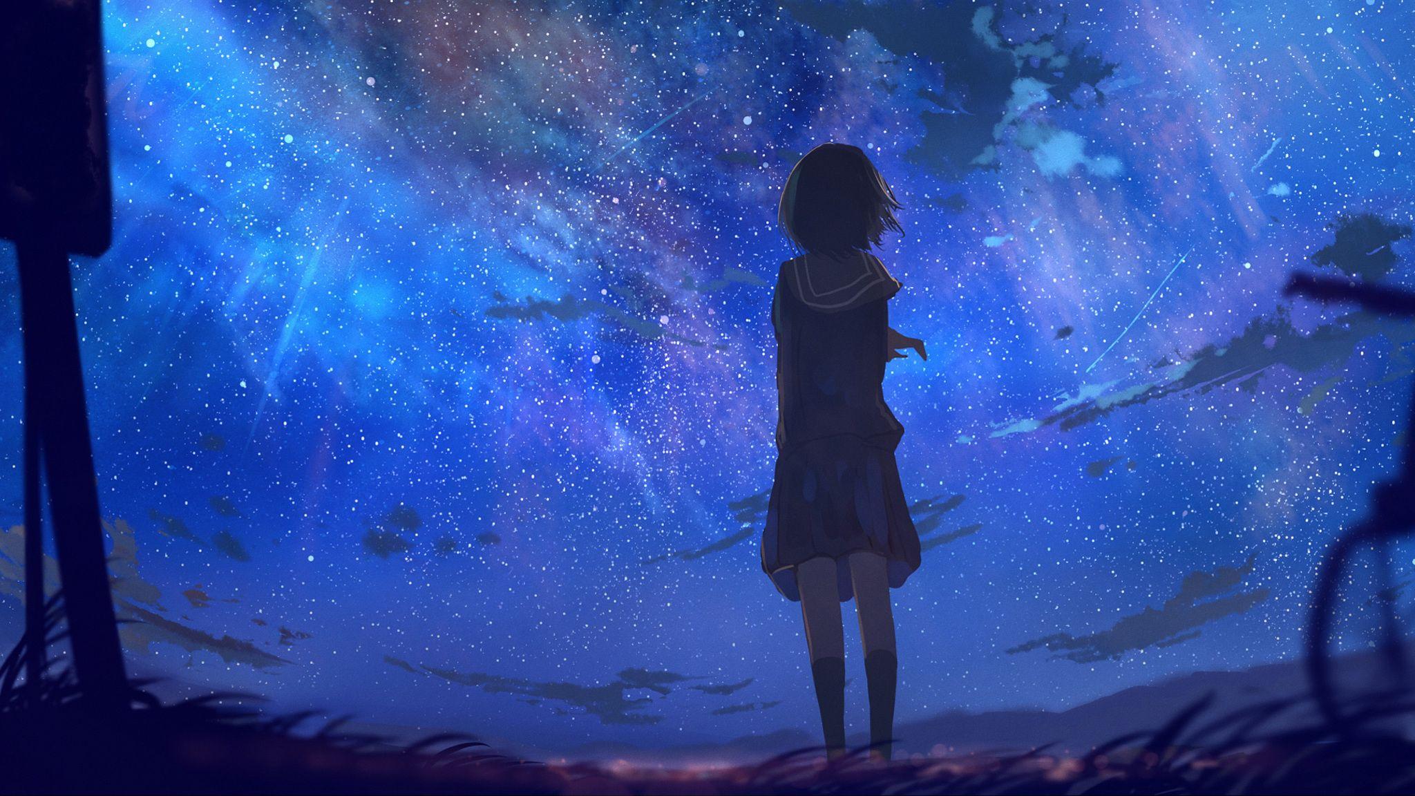 2048x1152 Tóc ngắn mặc đồng phục học sinh nhìn xa về phía các ngôi sao Anime https://wallpaperaccess.com/full/121416.jpg