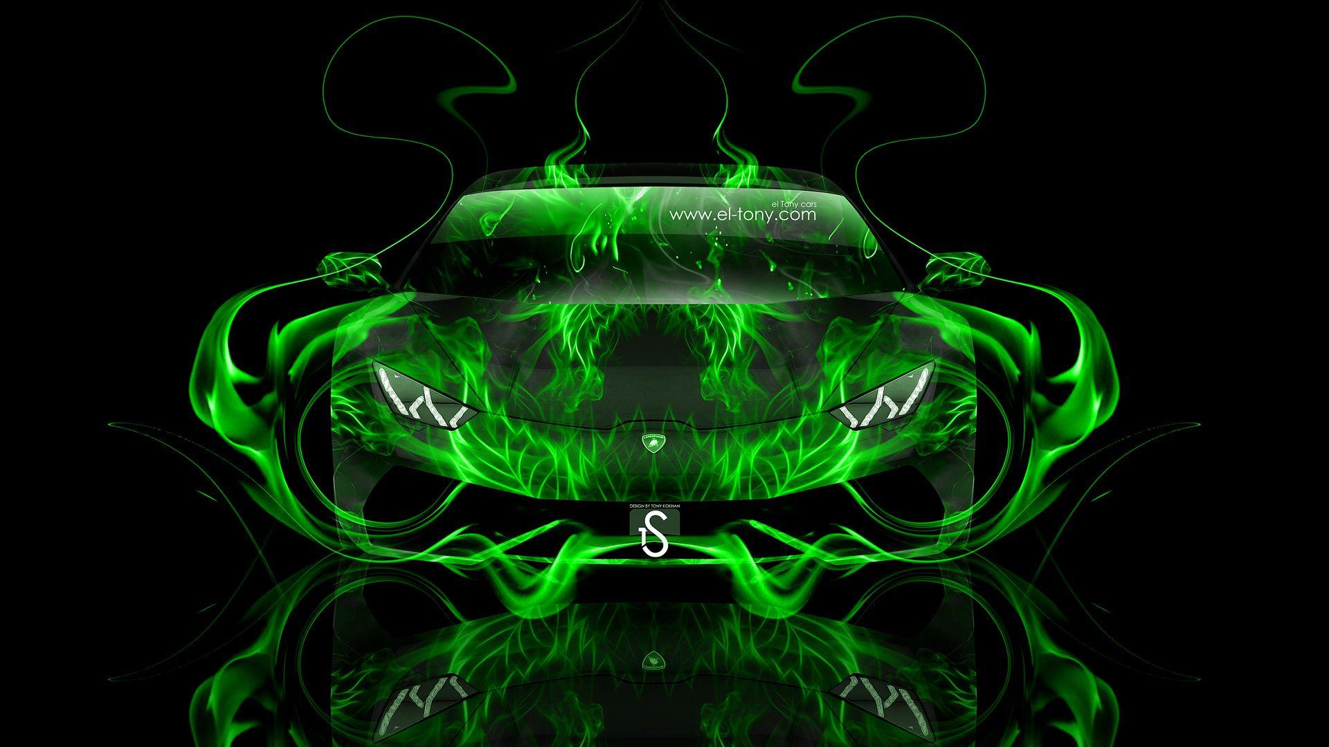 Green Wallpaper Neon Lamborghini