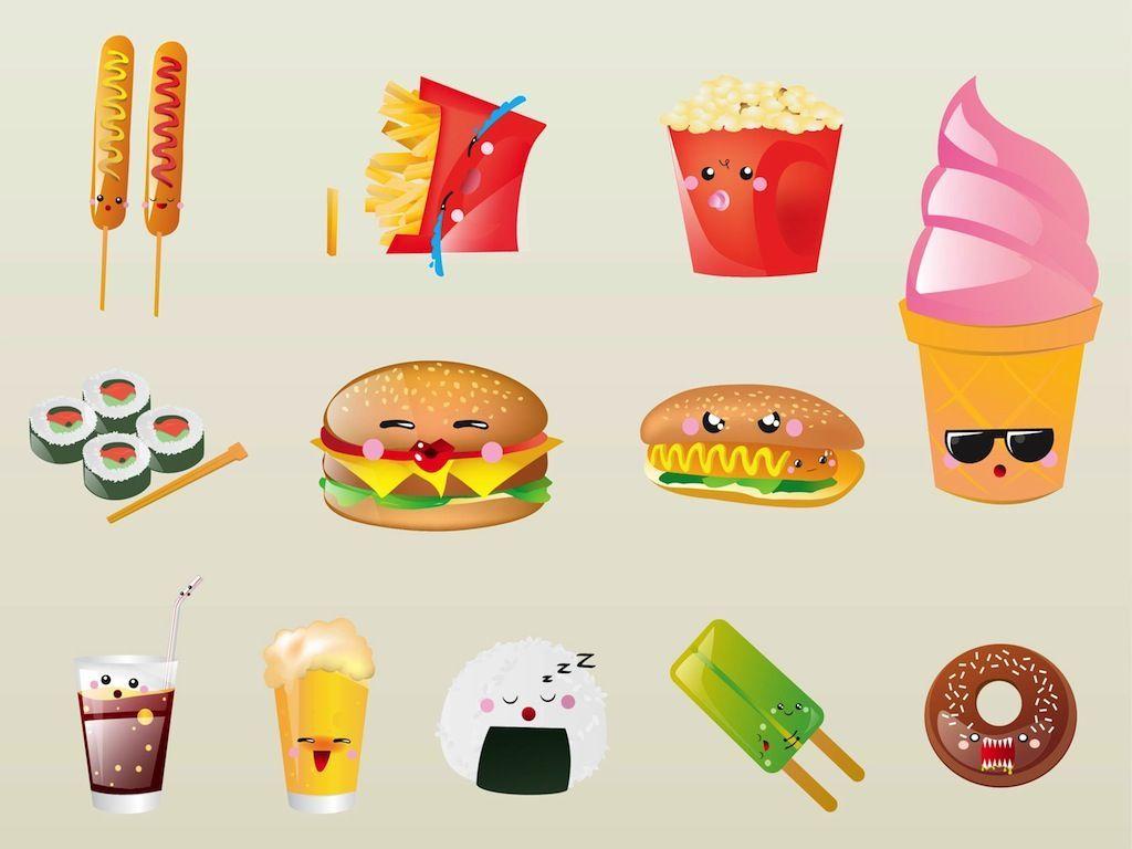 1024x768 Cartoon Food Wallpaper HD