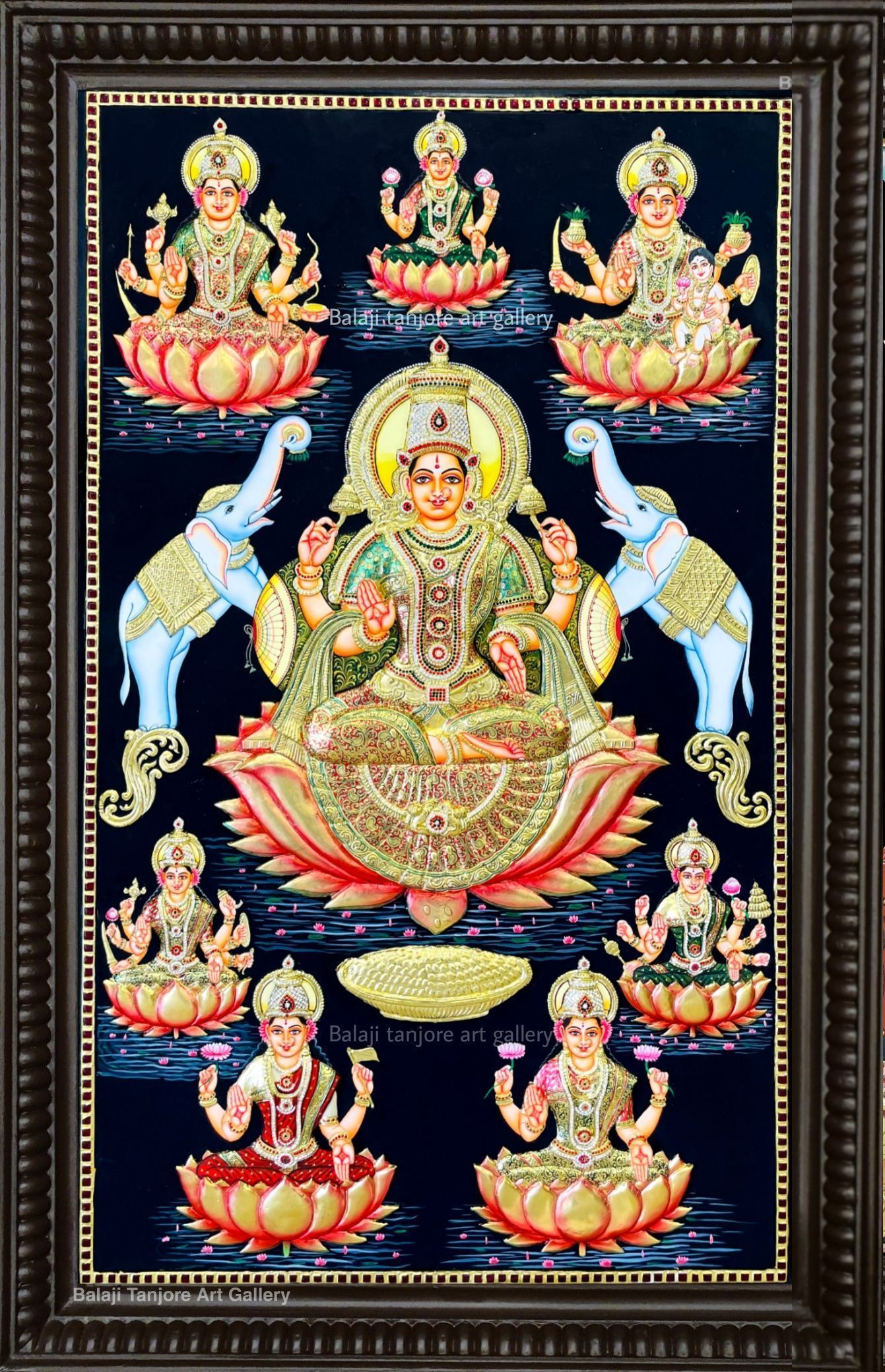 1341x2079 ashta lakshmi 3D full embossing tanjore painting