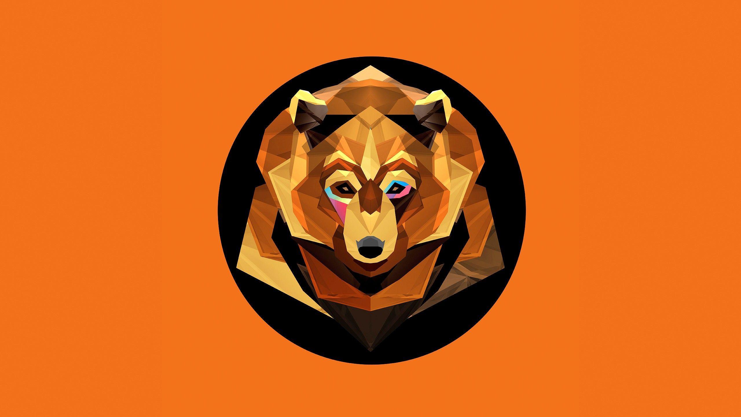 2560x1440 animals, Bears, Digital Art, Vector Art, Minimalism, Low