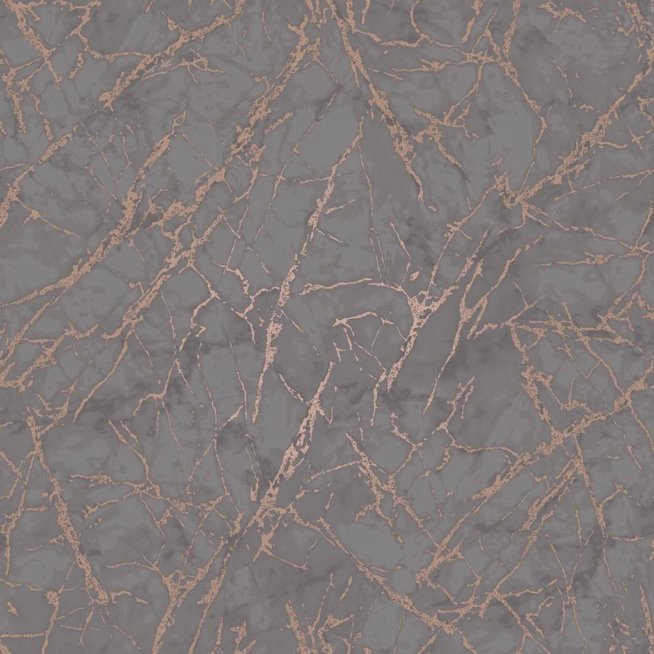 950x950 Marblesque Charcoal and Copper Metallic Marble Wallpaper FD42267