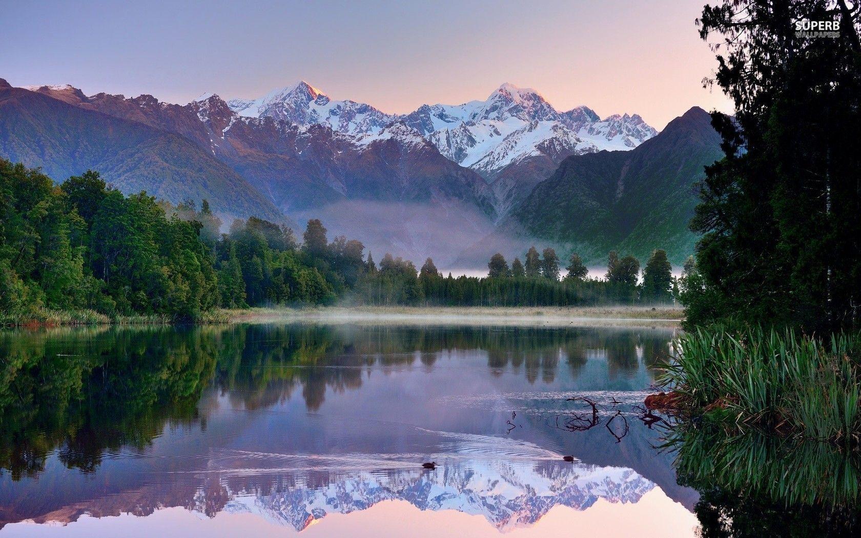 1680x1050 Mountain lake in New Zealand wallpaper wallpaper