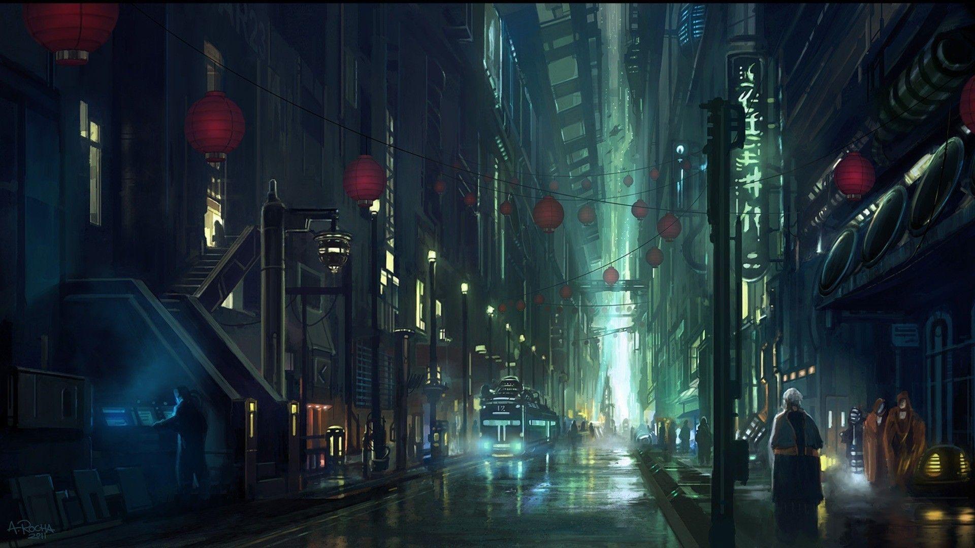 HD wallpaper: anime girls, city, night, rain, cityscape | Wallpaper Flare
